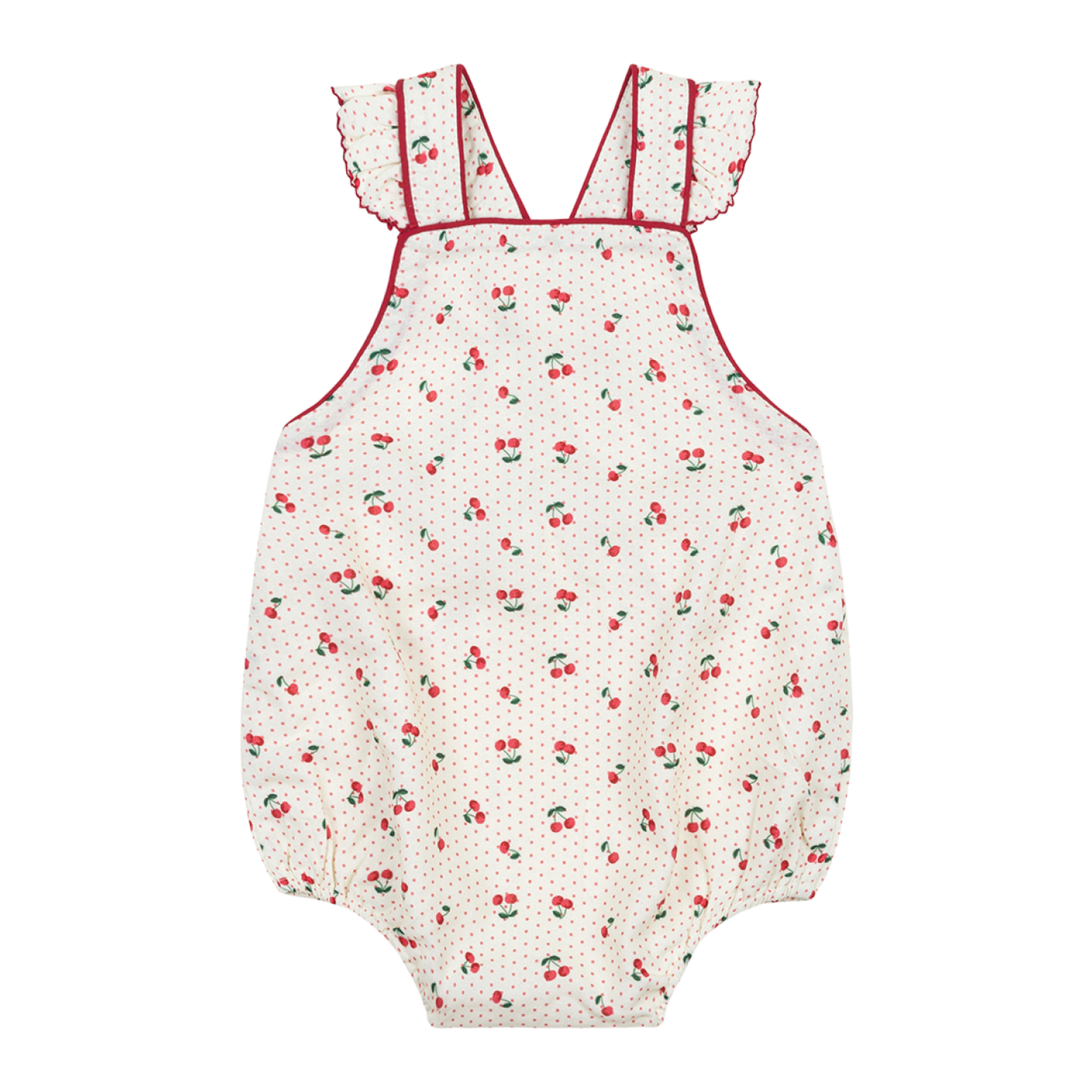 baby girls summer cherries crossover ruffle strap bubble