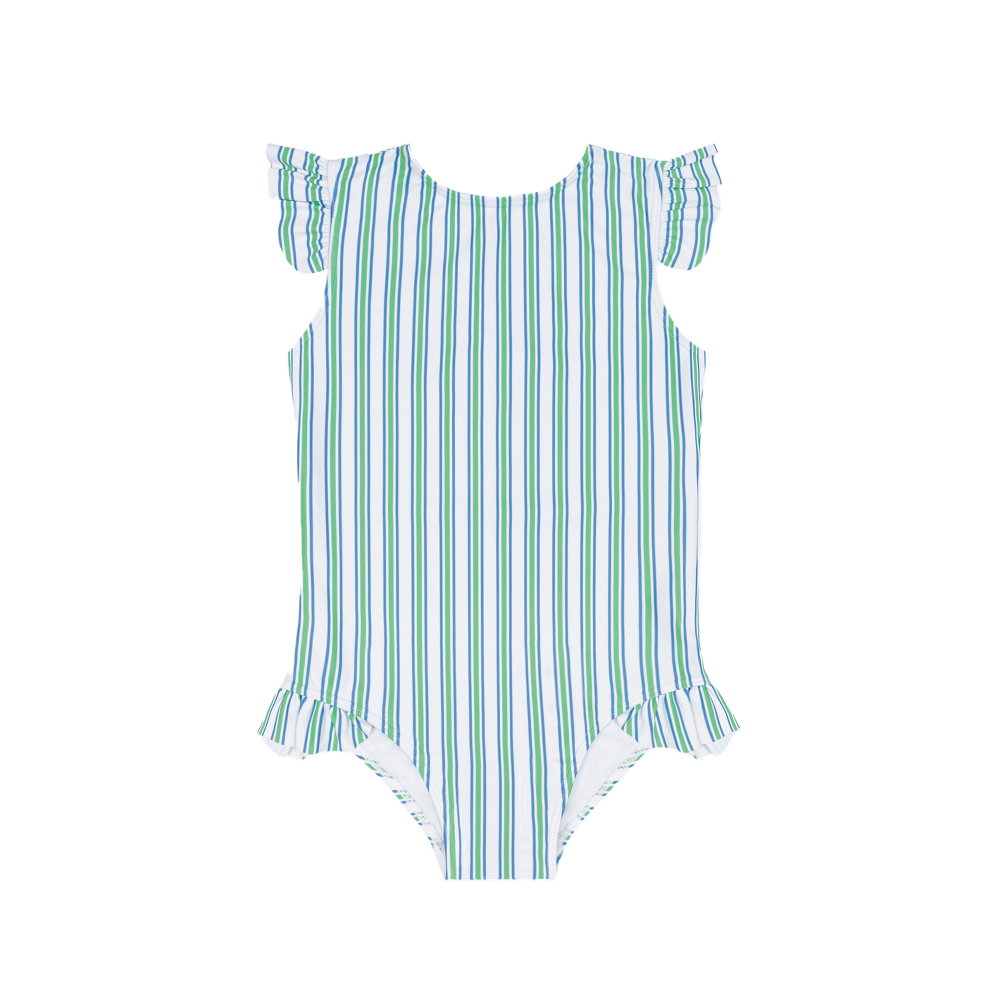 Girls Tamarin Stripe Ruffle Cap Sleeve Rashguard One Piece