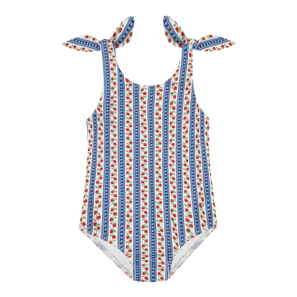 strawberry patch tie knot one piece