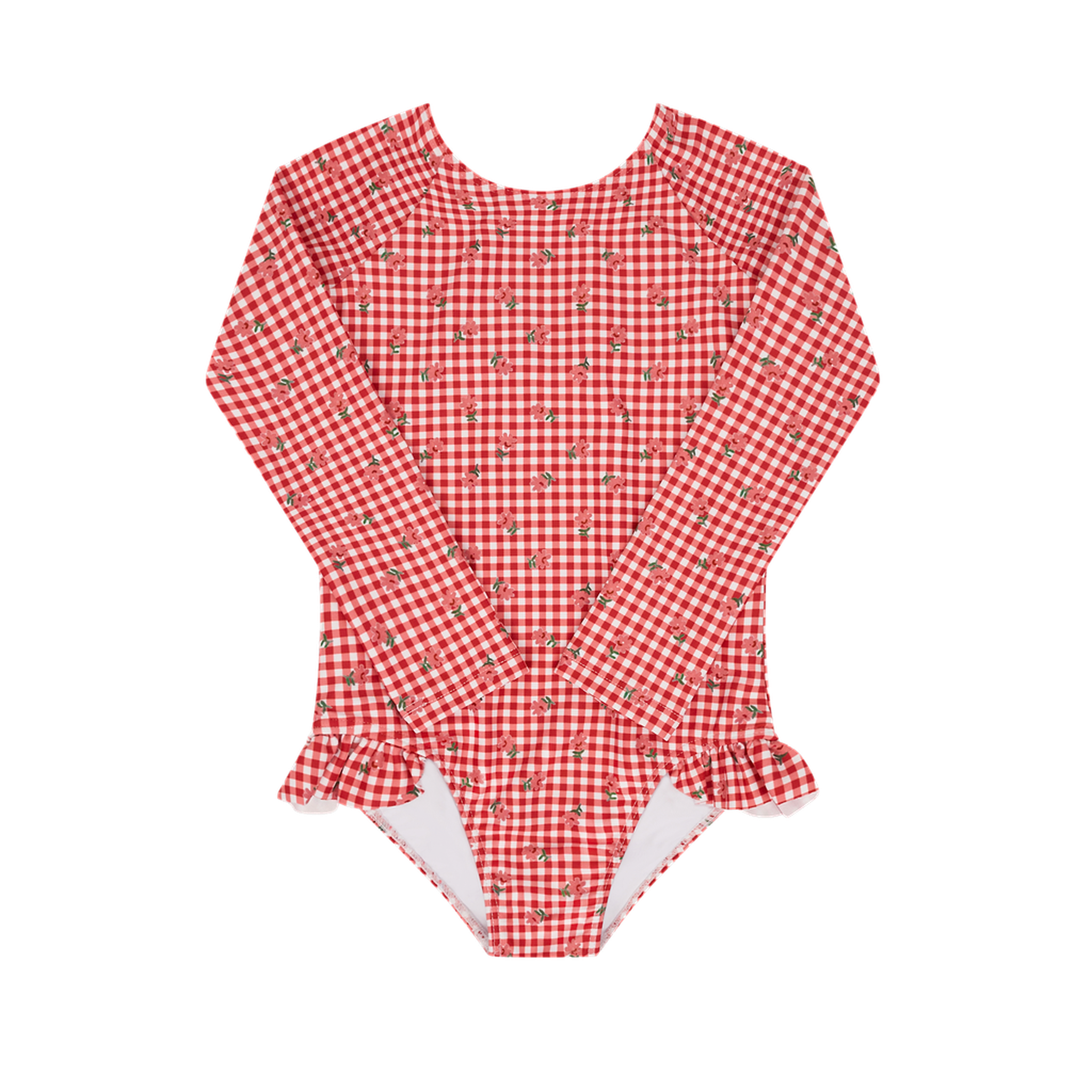 girls strawberry gingham rashguard one piece