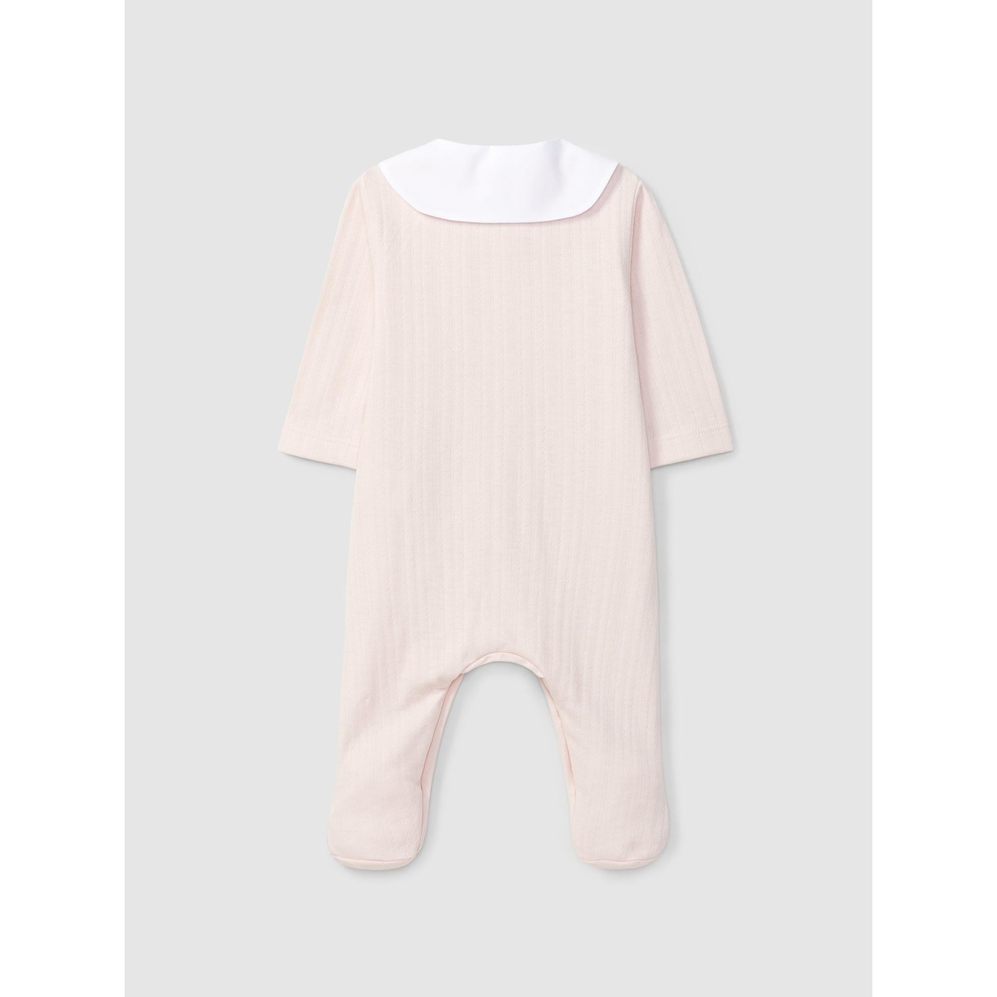 Babygrow in organic cotton with embroidered flowers