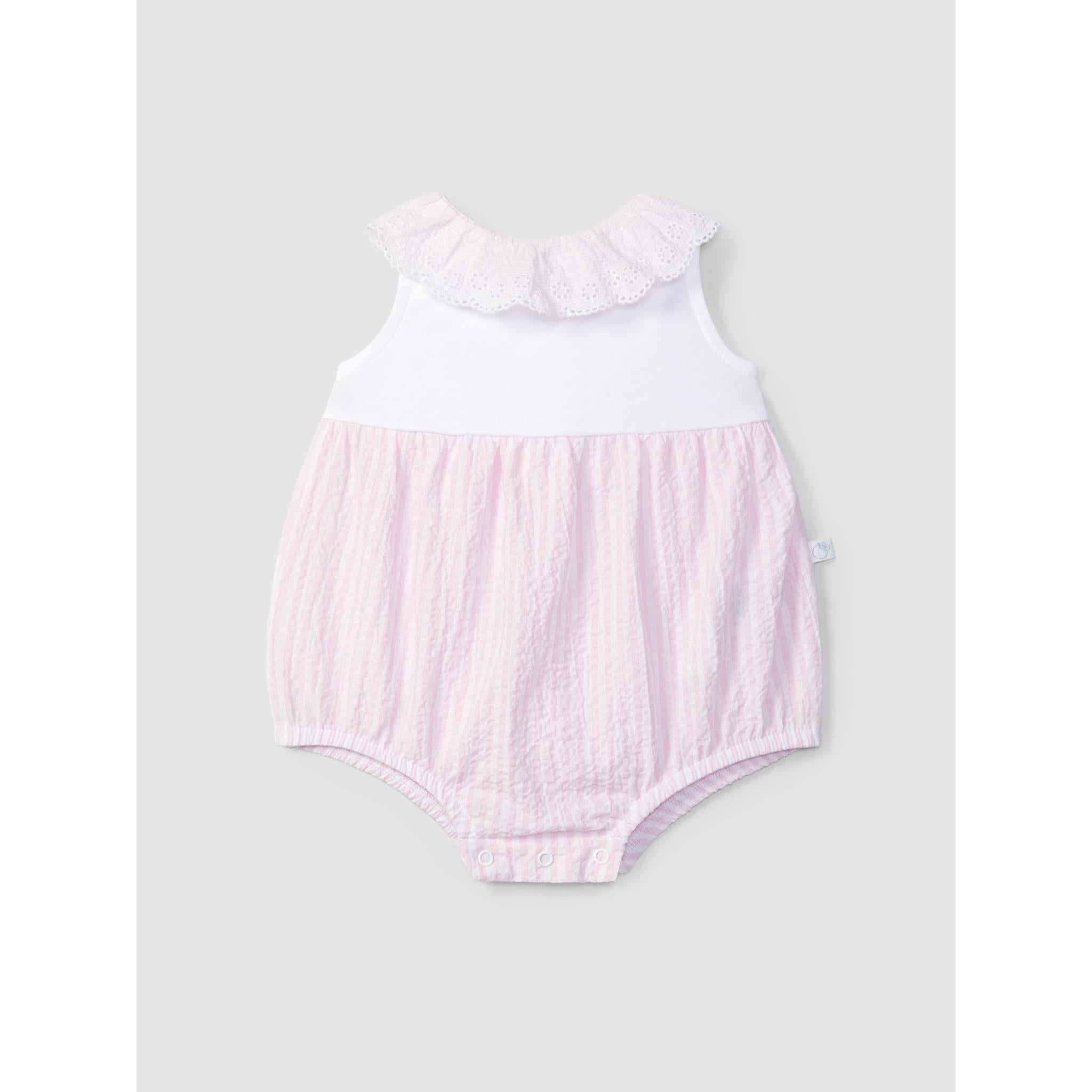 Shortie striped seersucker with embroidered collar