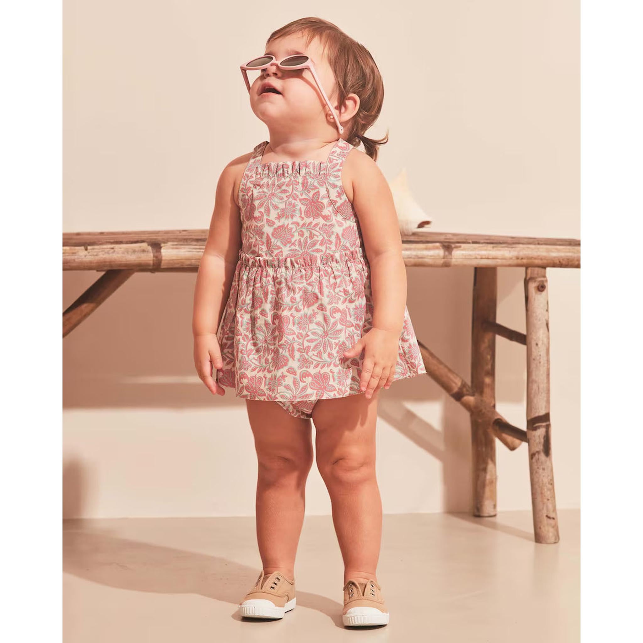 Vestido flor india beige claro