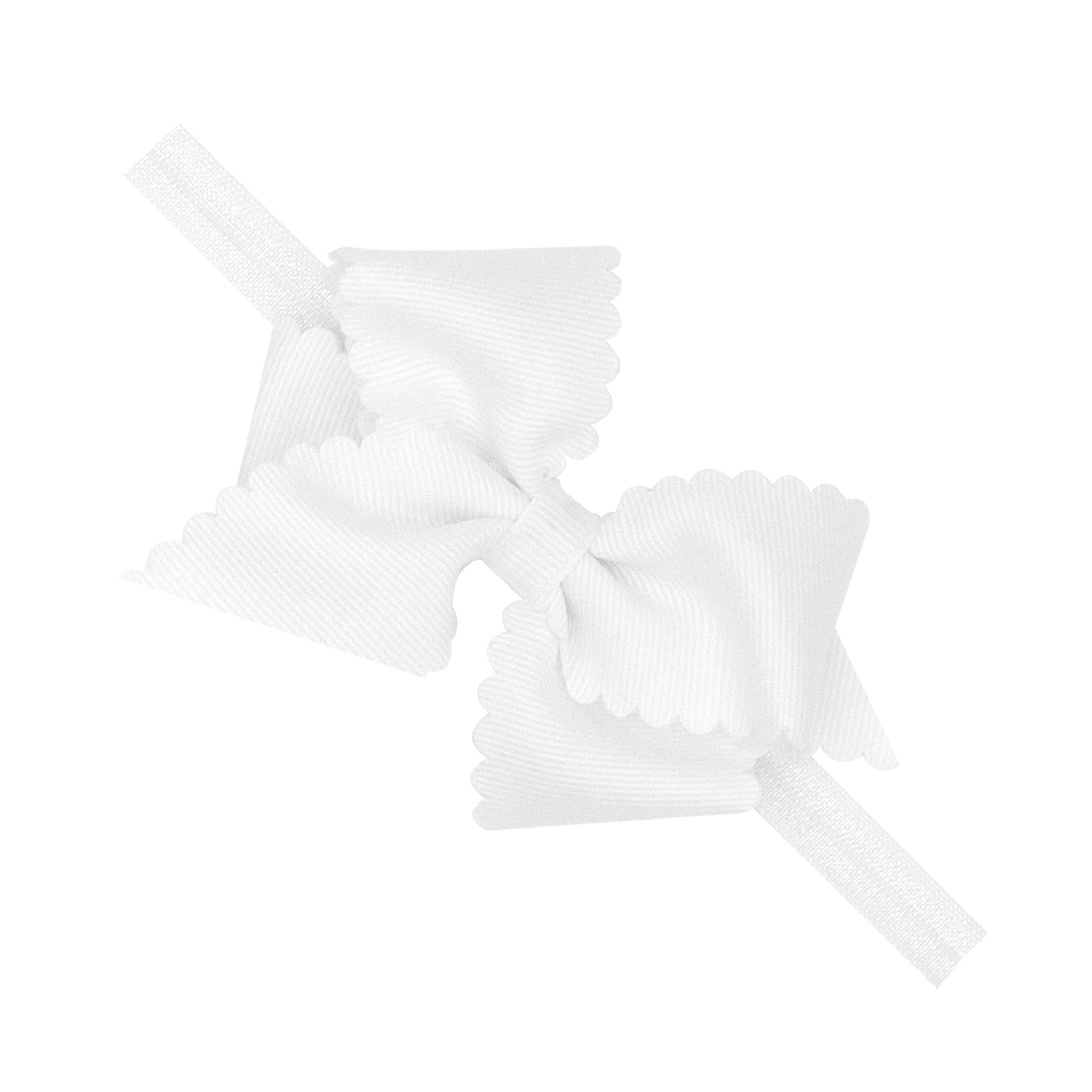 Extra Small Grosgrain Scalloped Edge Girls Hair Bow on Elastic Band