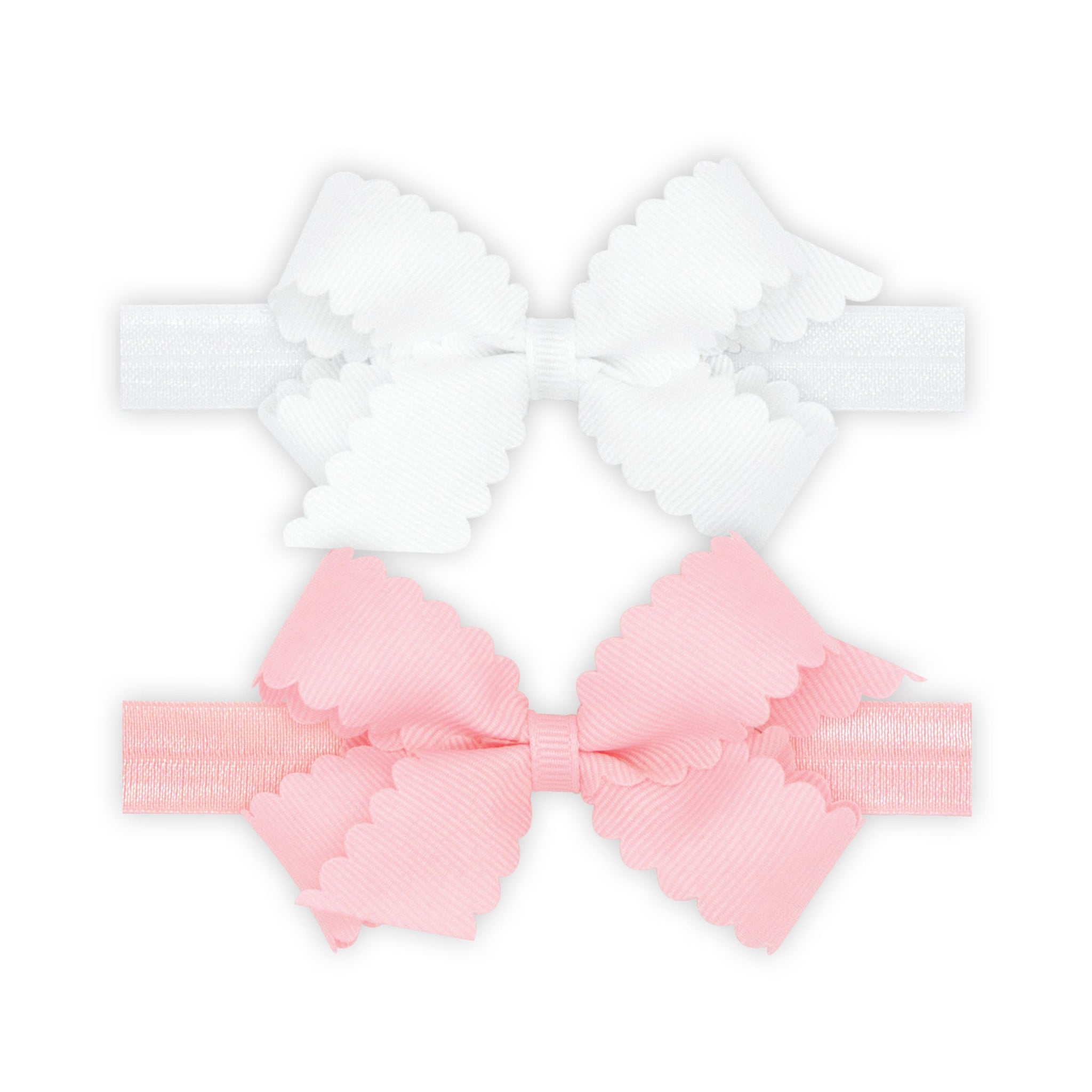 Two Mini Scallop Girls Hair Bows With Bands - Several Colors