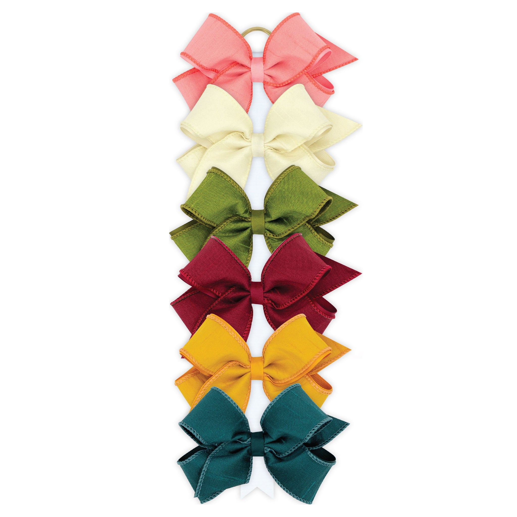Medium Jewel-Toned Dupioni Silk and Grosgrain Overlay Bows