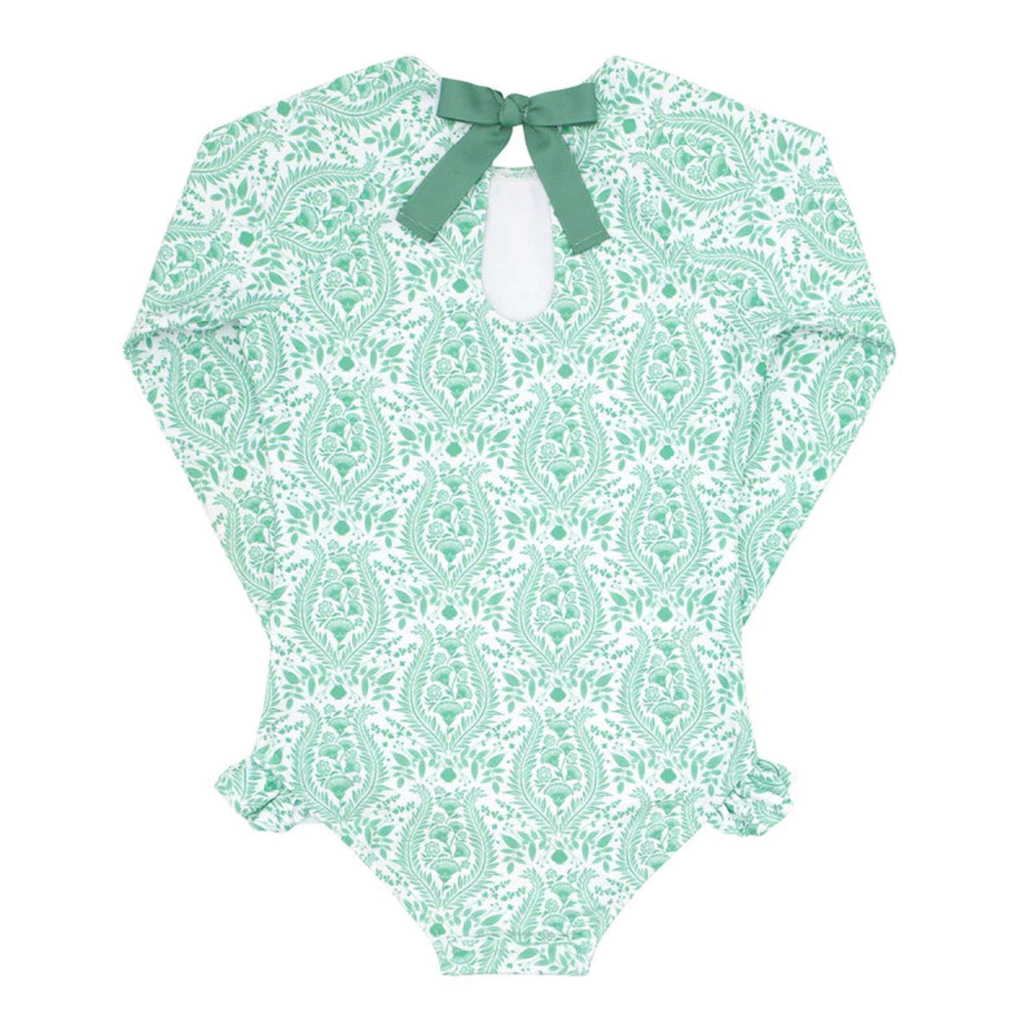 girls abaco green paisley rashguard one piece