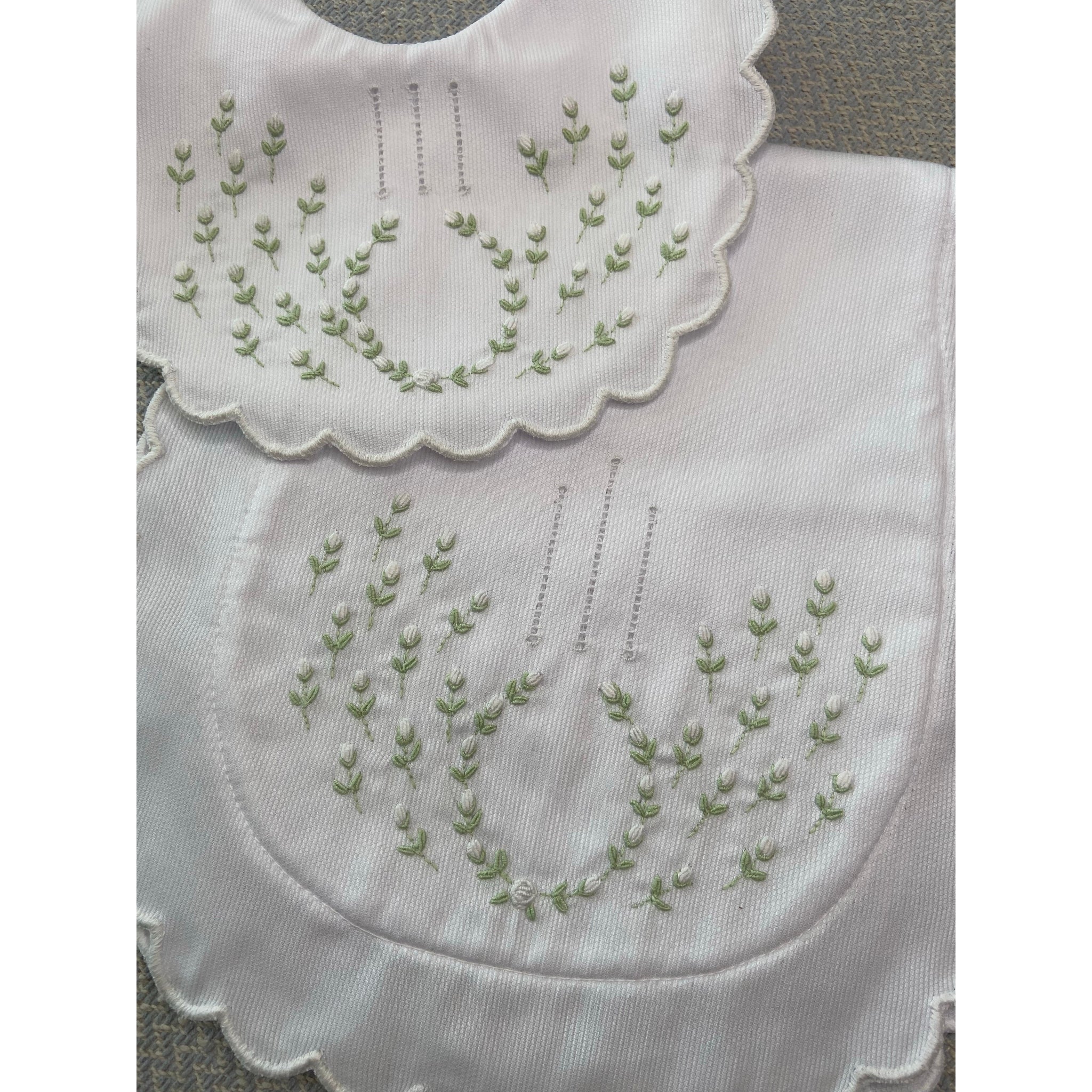 Hand Embroidered Burp + Bib Set