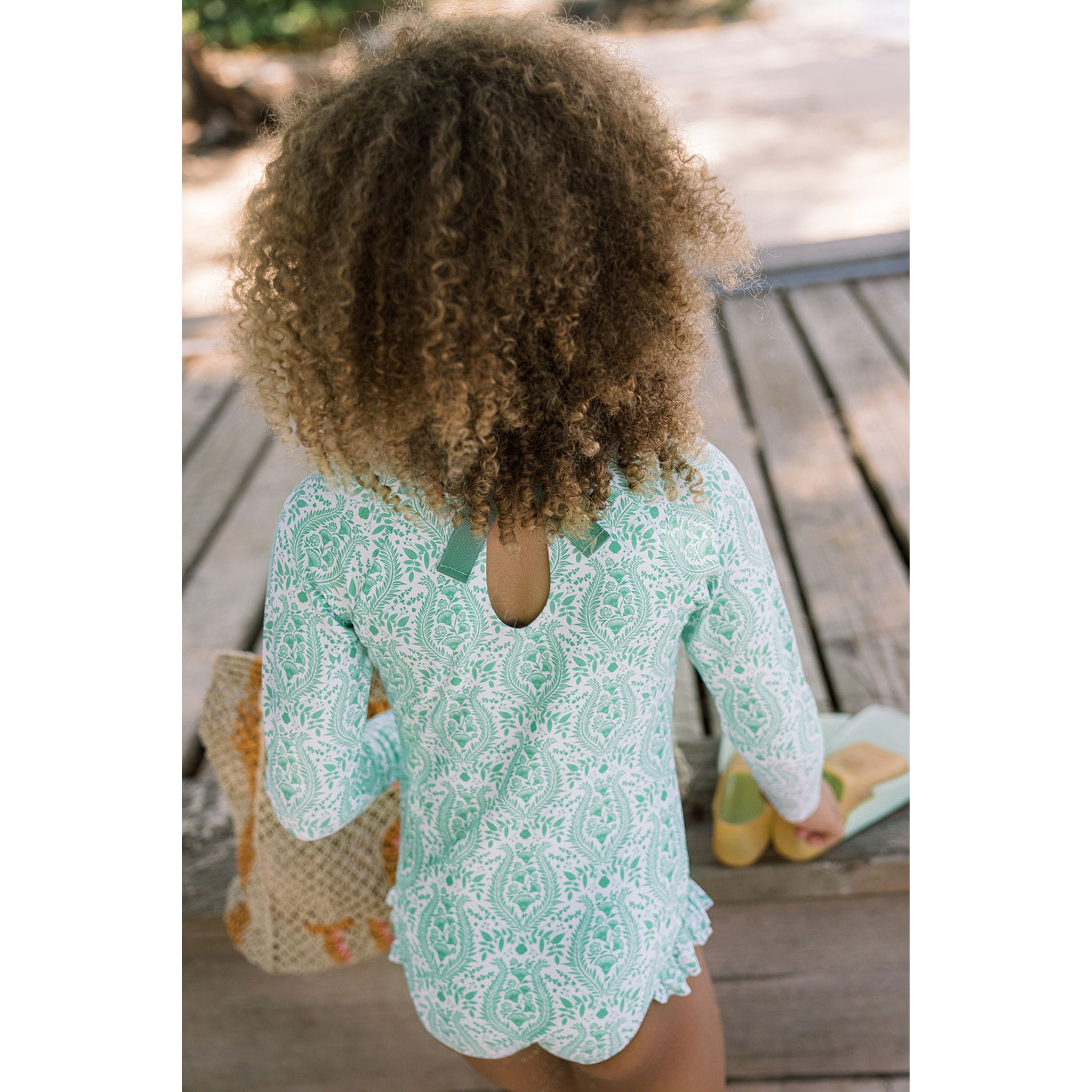 girls abaco green paisley rashguard one piece