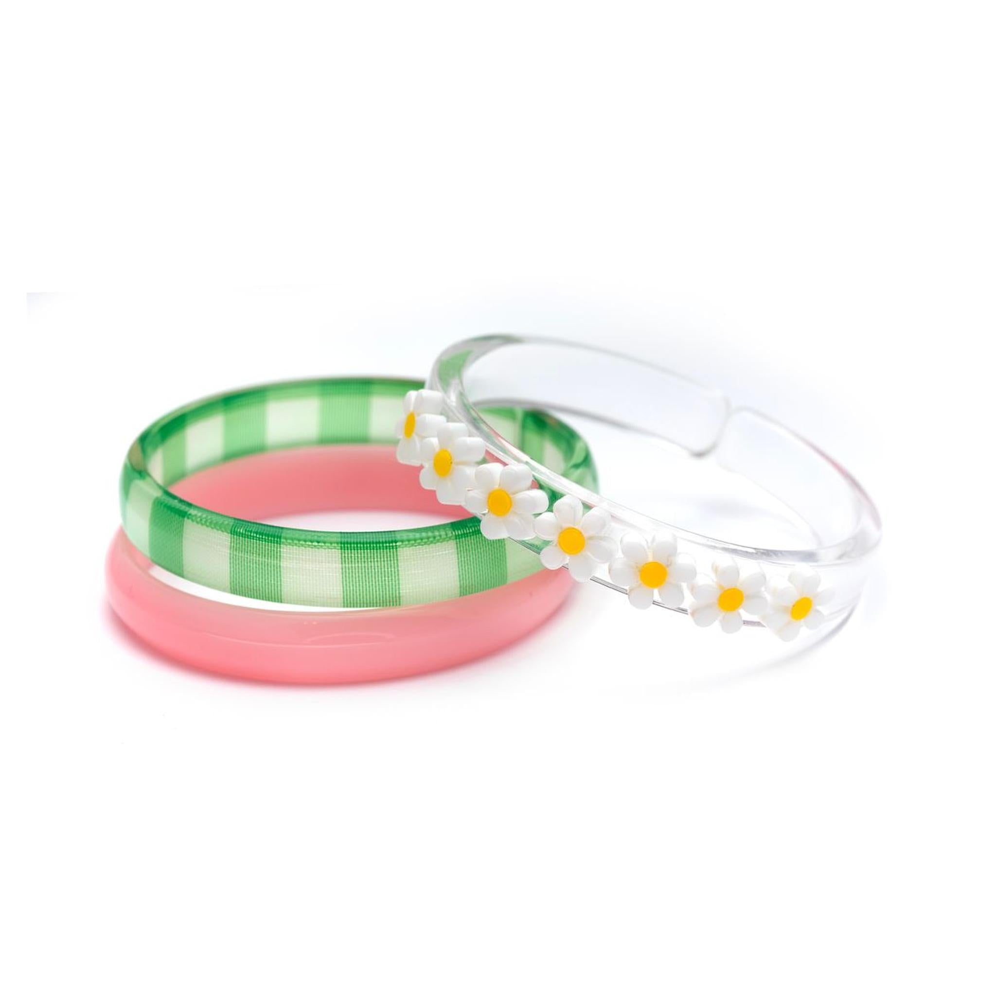 Daisies Checkered Green Bangles