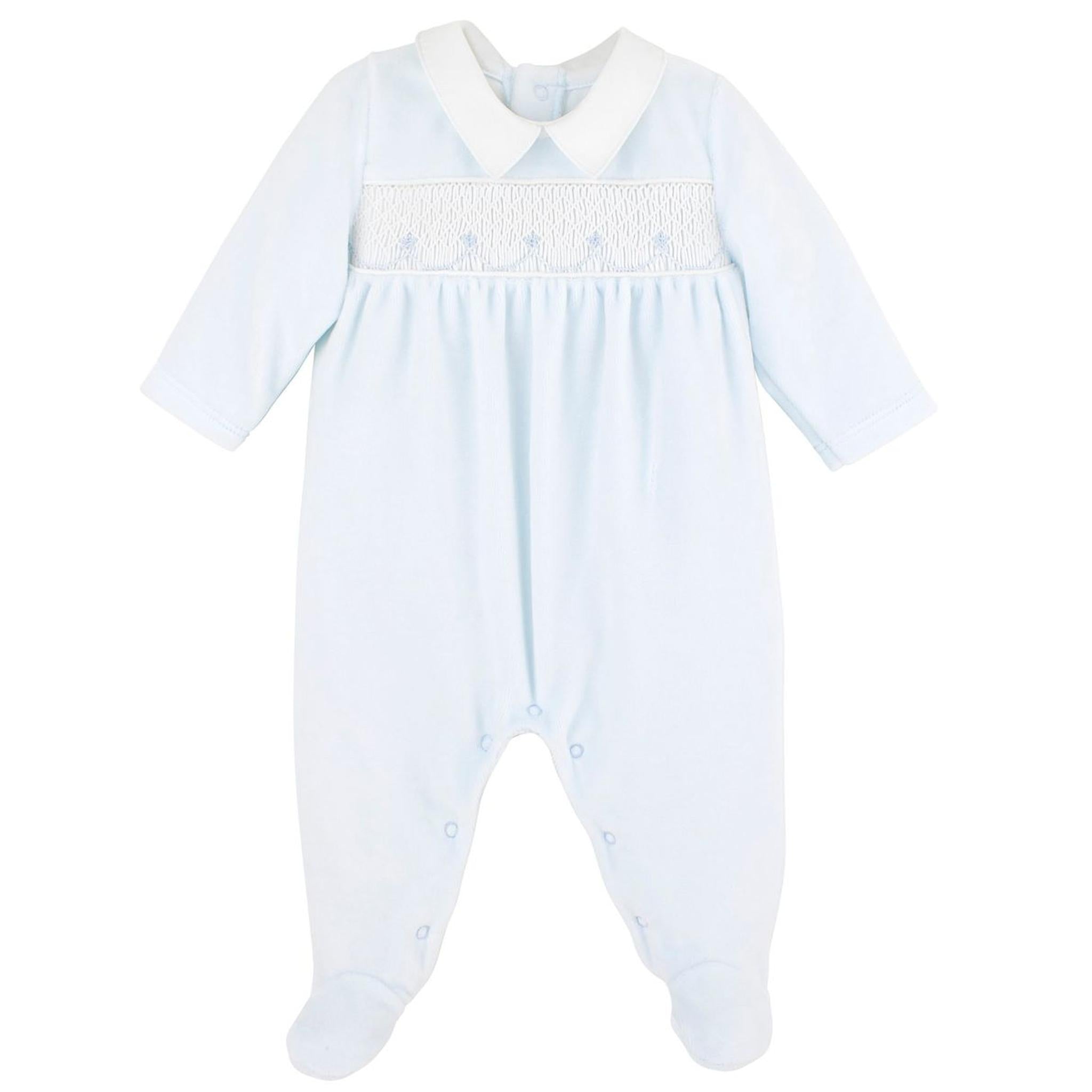 Star Smock Velour Newborn Footie + Beanie