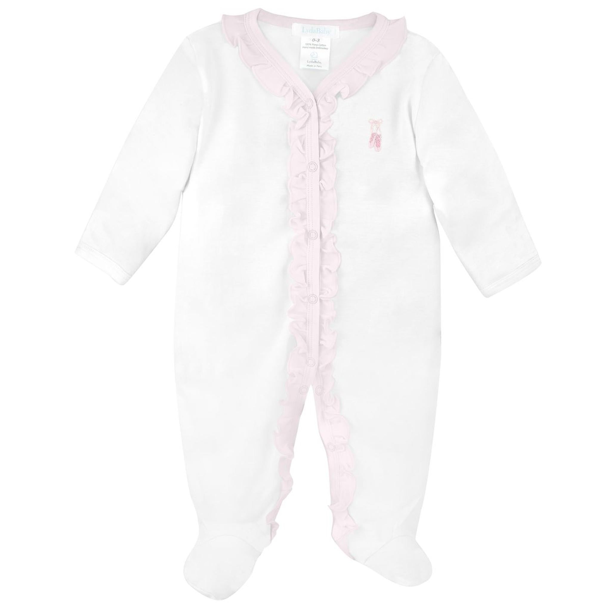 Ballerina Ruffle Embroidered Pima Footie