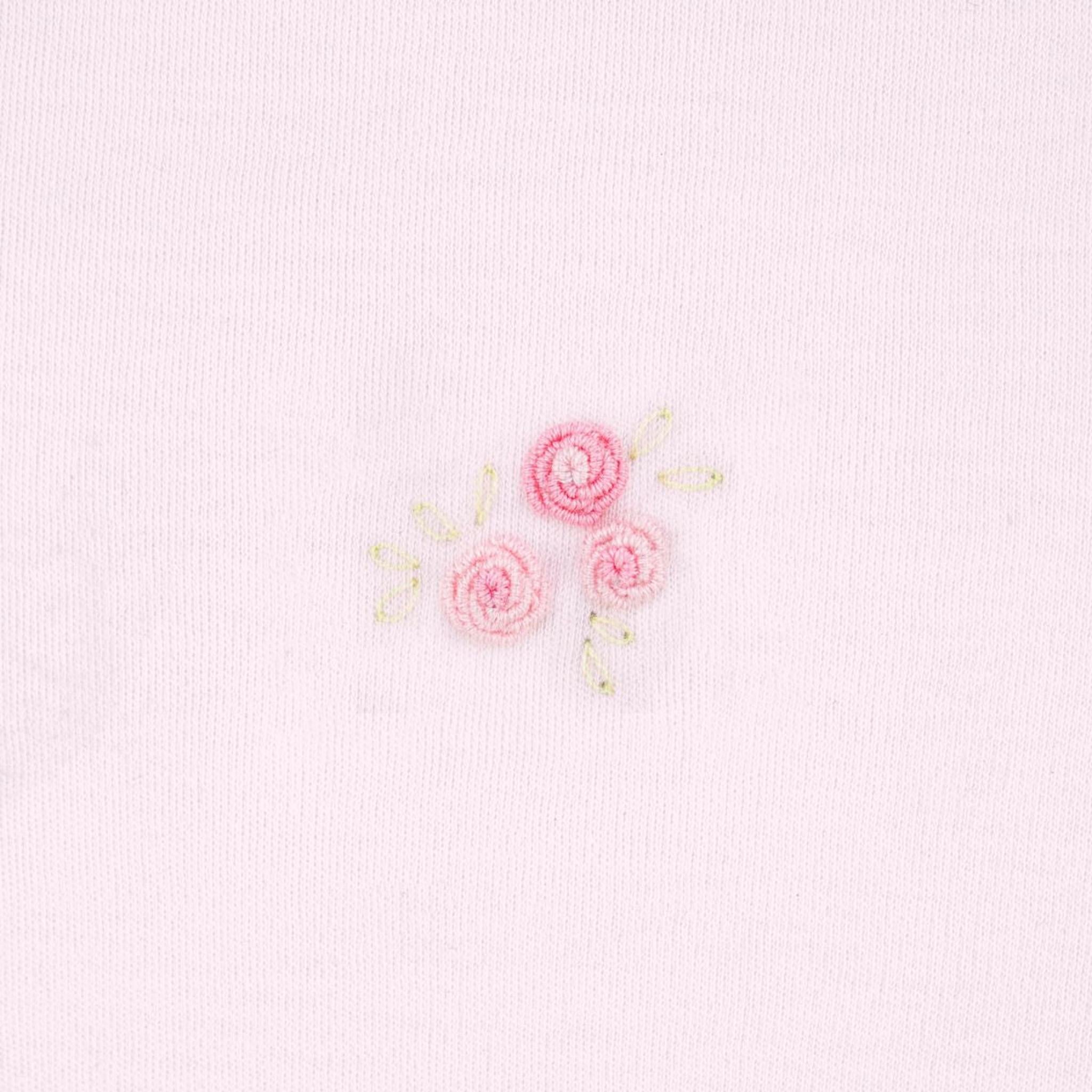 Rose Floral Embroidered Pima Footie
