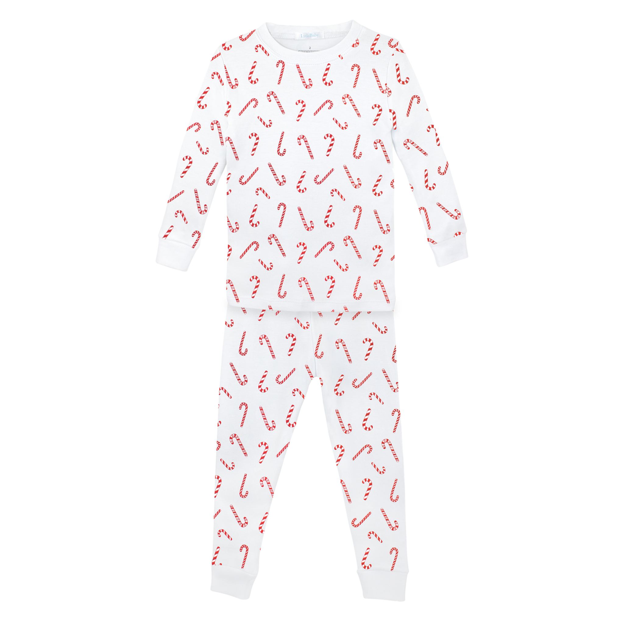 White Candy Cane Two Piece Pima PJ
