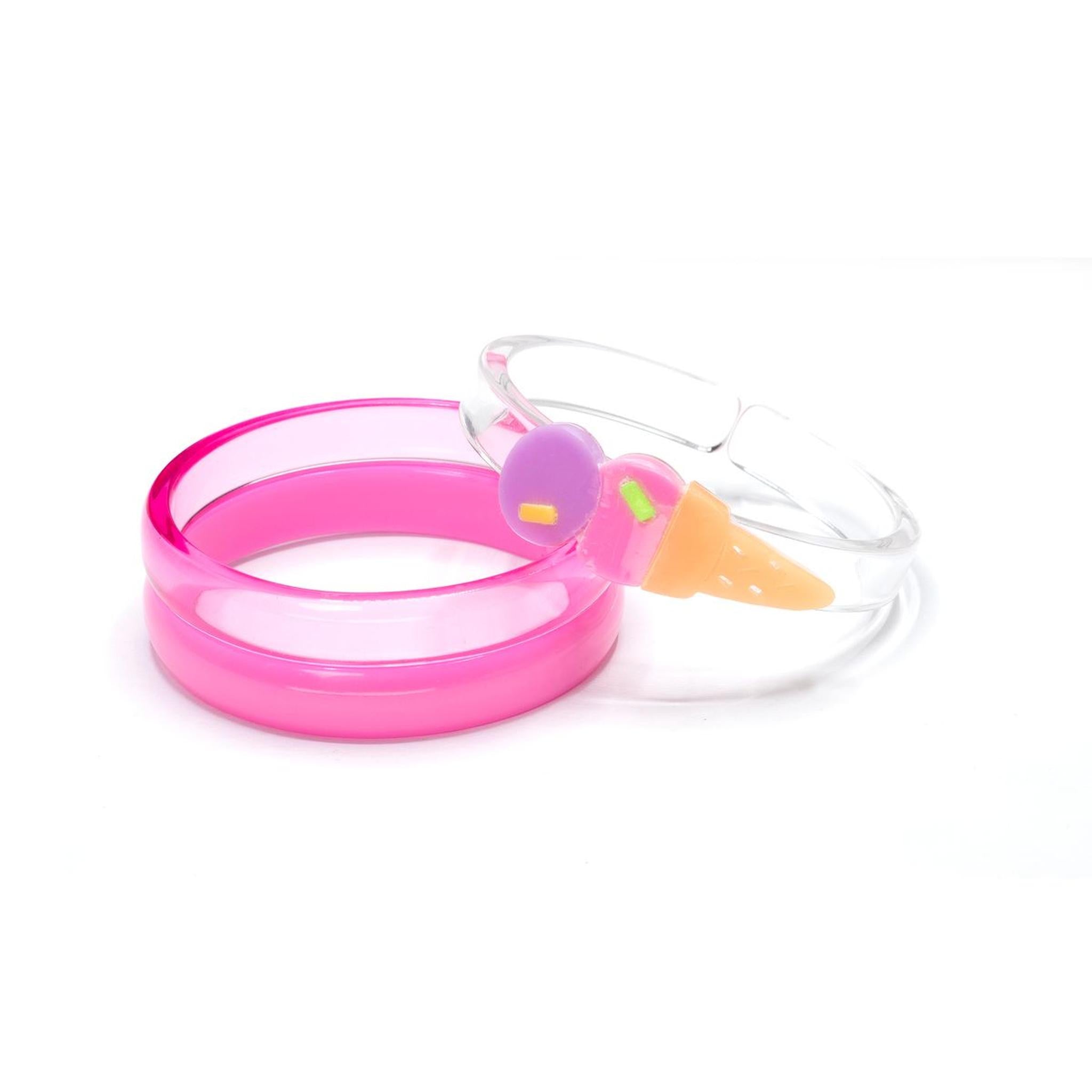 Ice Cream Double Scoop Pink Yellow Necklace