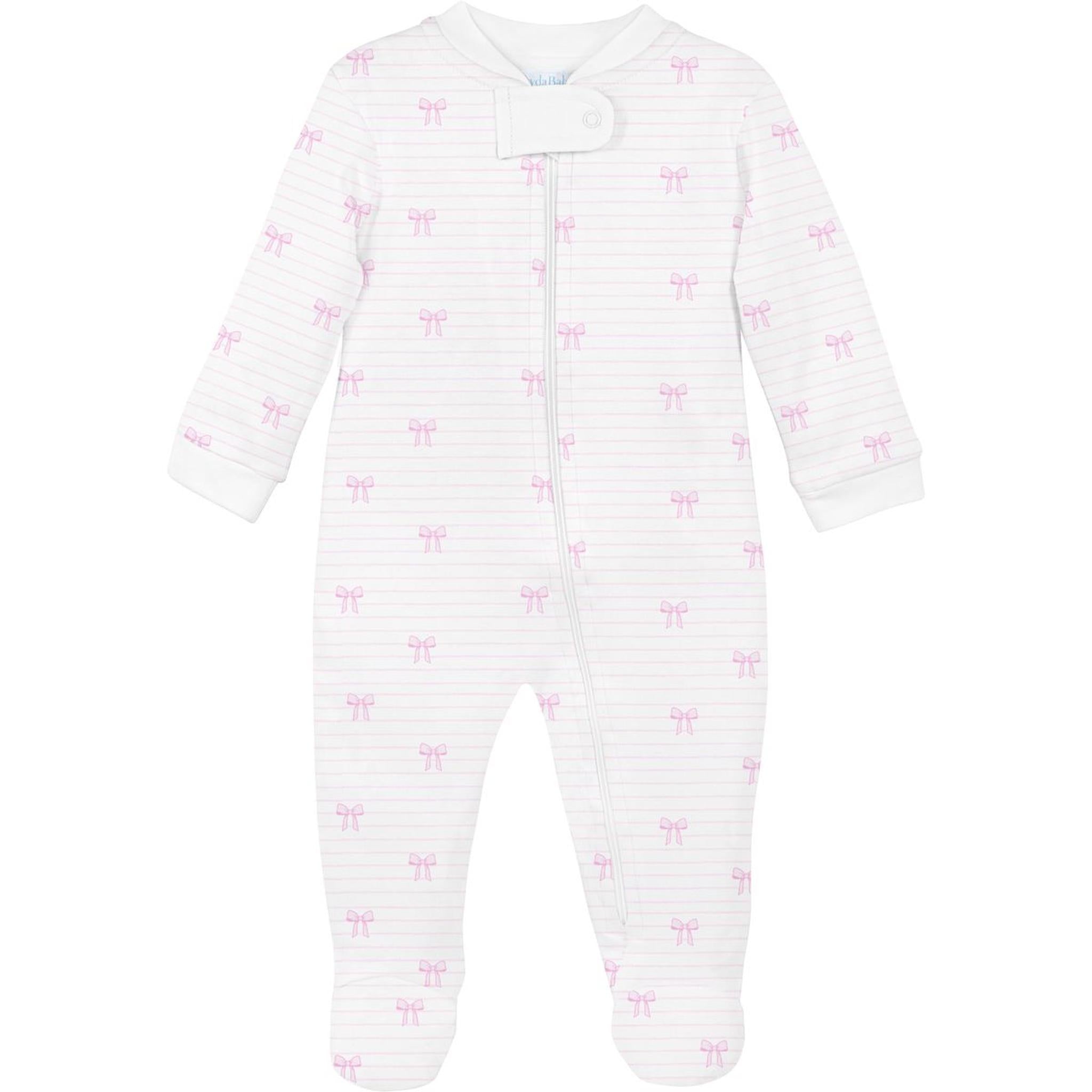 Bows and Stripes Zipper Pima Footie