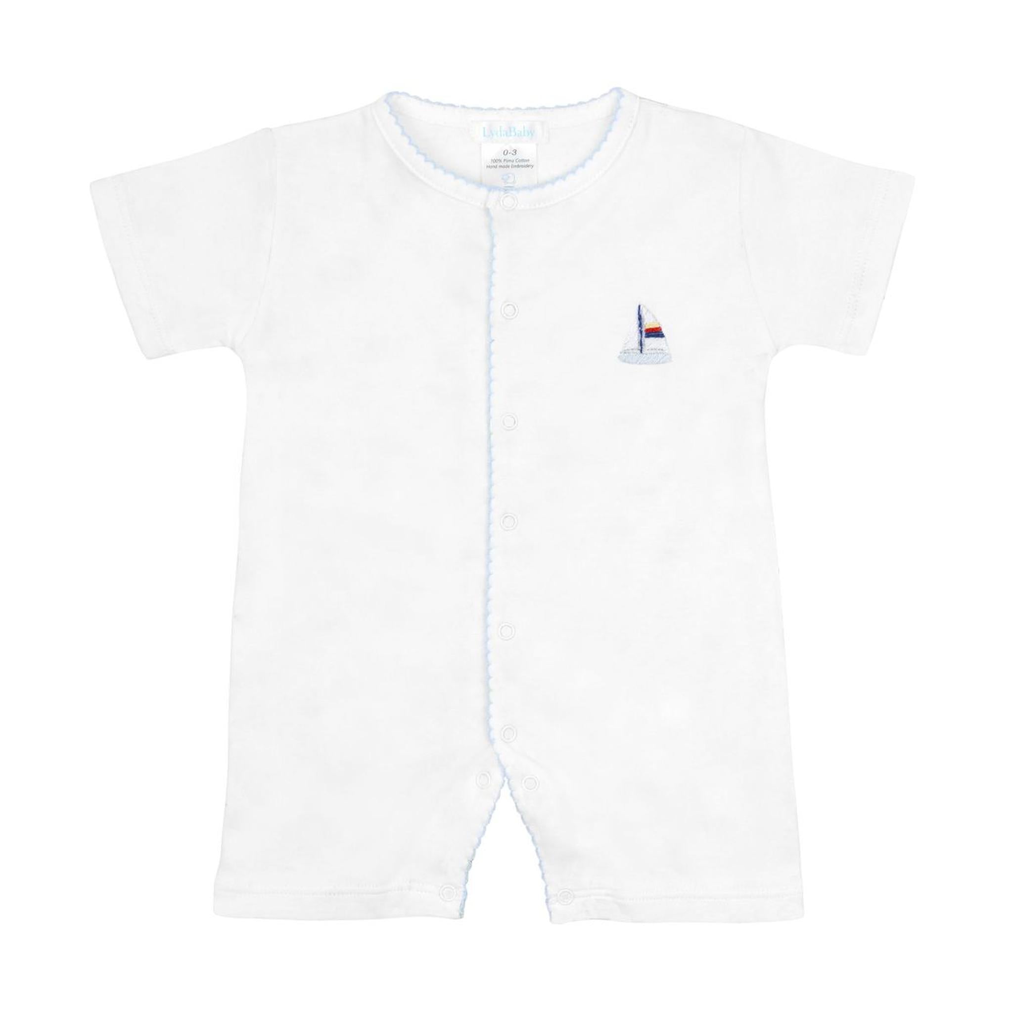 Small Sailboat Embroidered Pima Romper