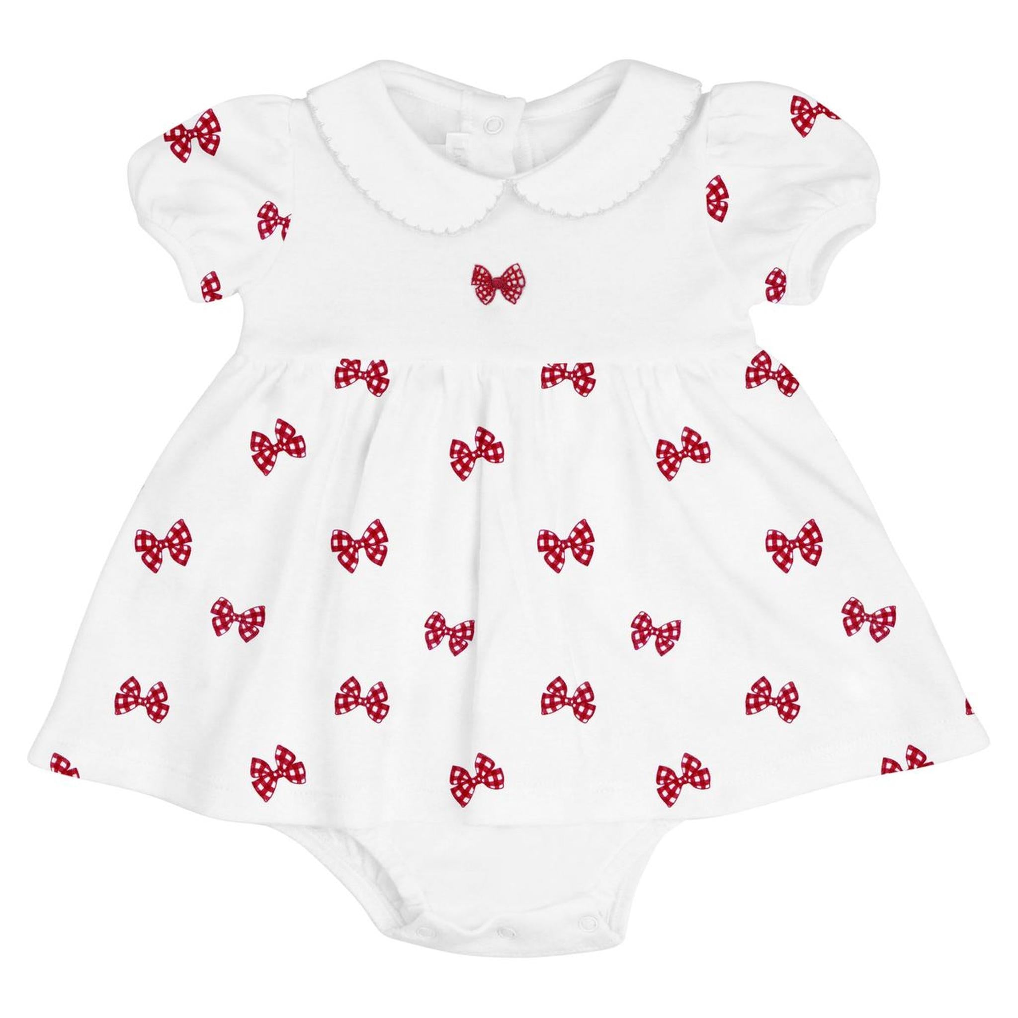 Vichy Red Bow Embroidered Pima Dress