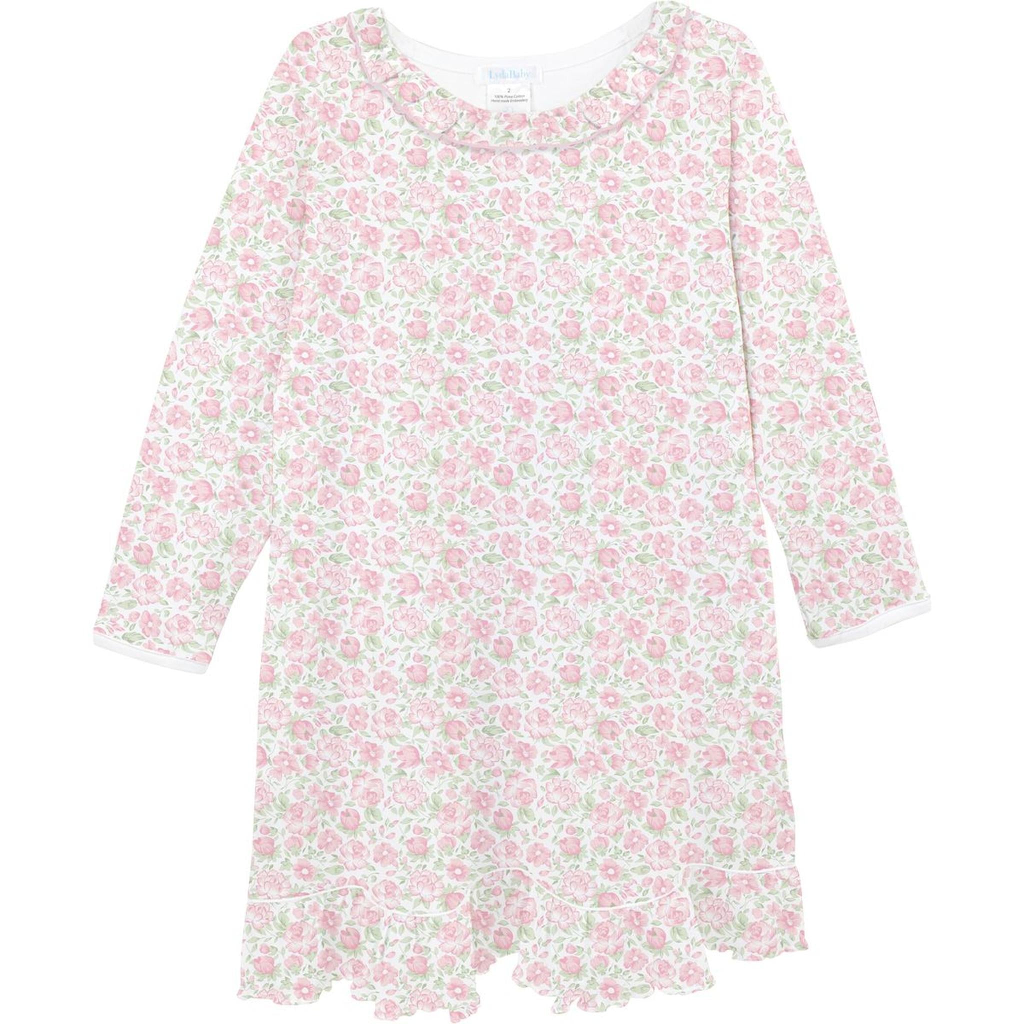 Elegant Pink Floral Pima Nightgown