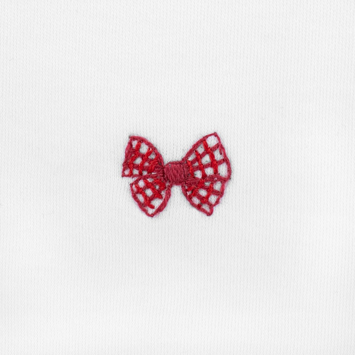 Vichy Red Bow Embroidered Pima Footie