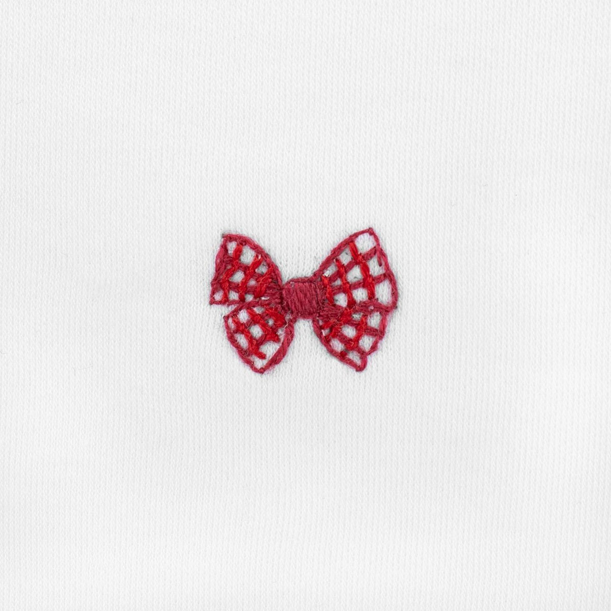 Vichy Red Bow Embroidered Pima Footie