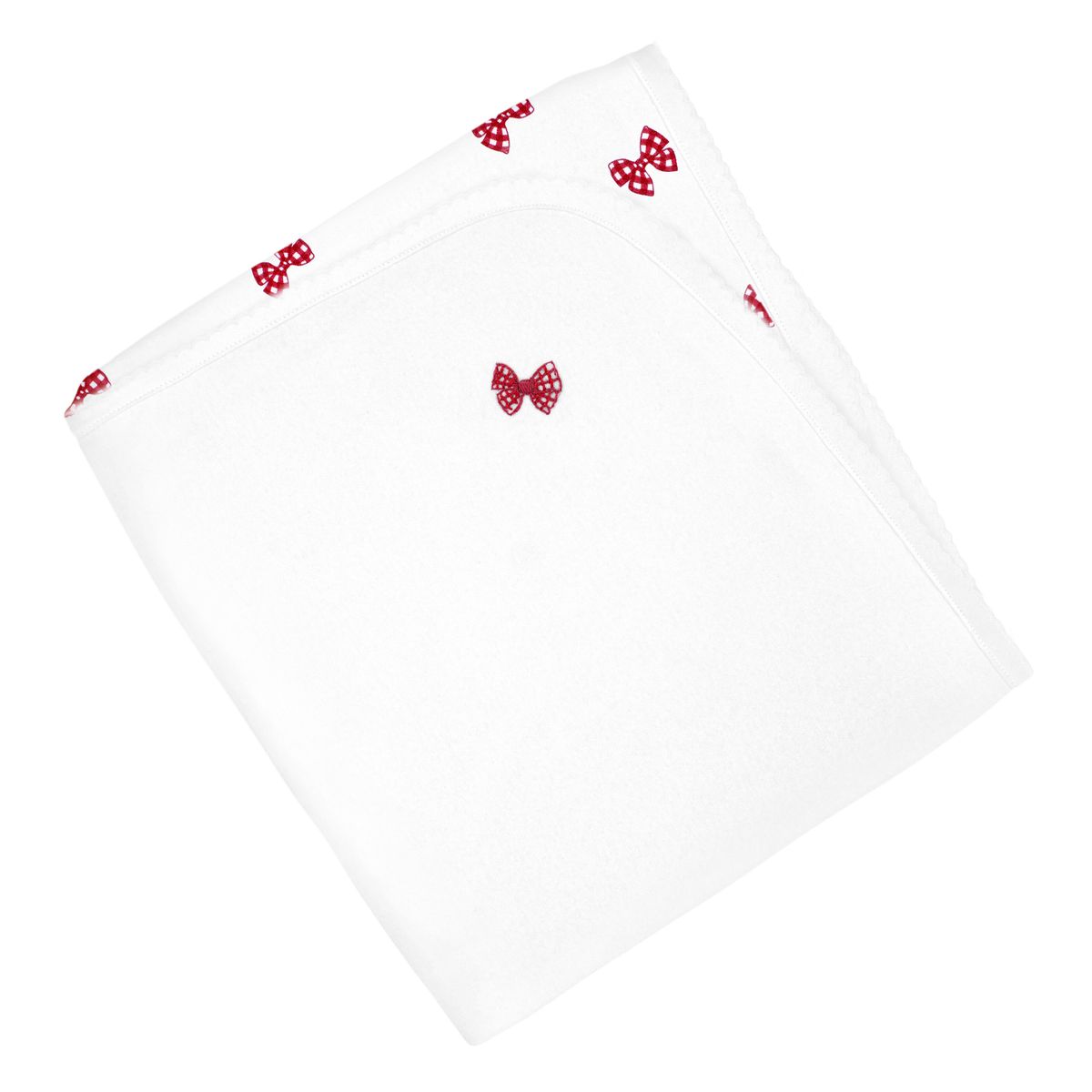 Vichy Red Bow Embroidered Pima Blanket