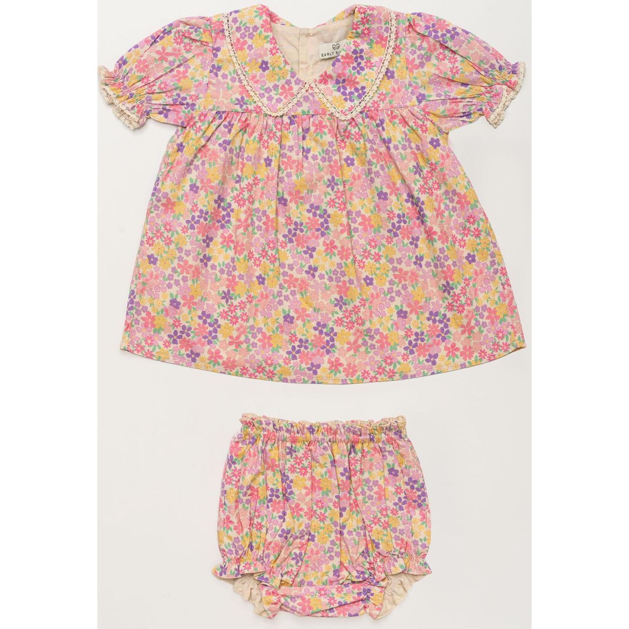 SOFIA BABY DRESS & BLOOMERS - EMMA FLORAL PURPLE