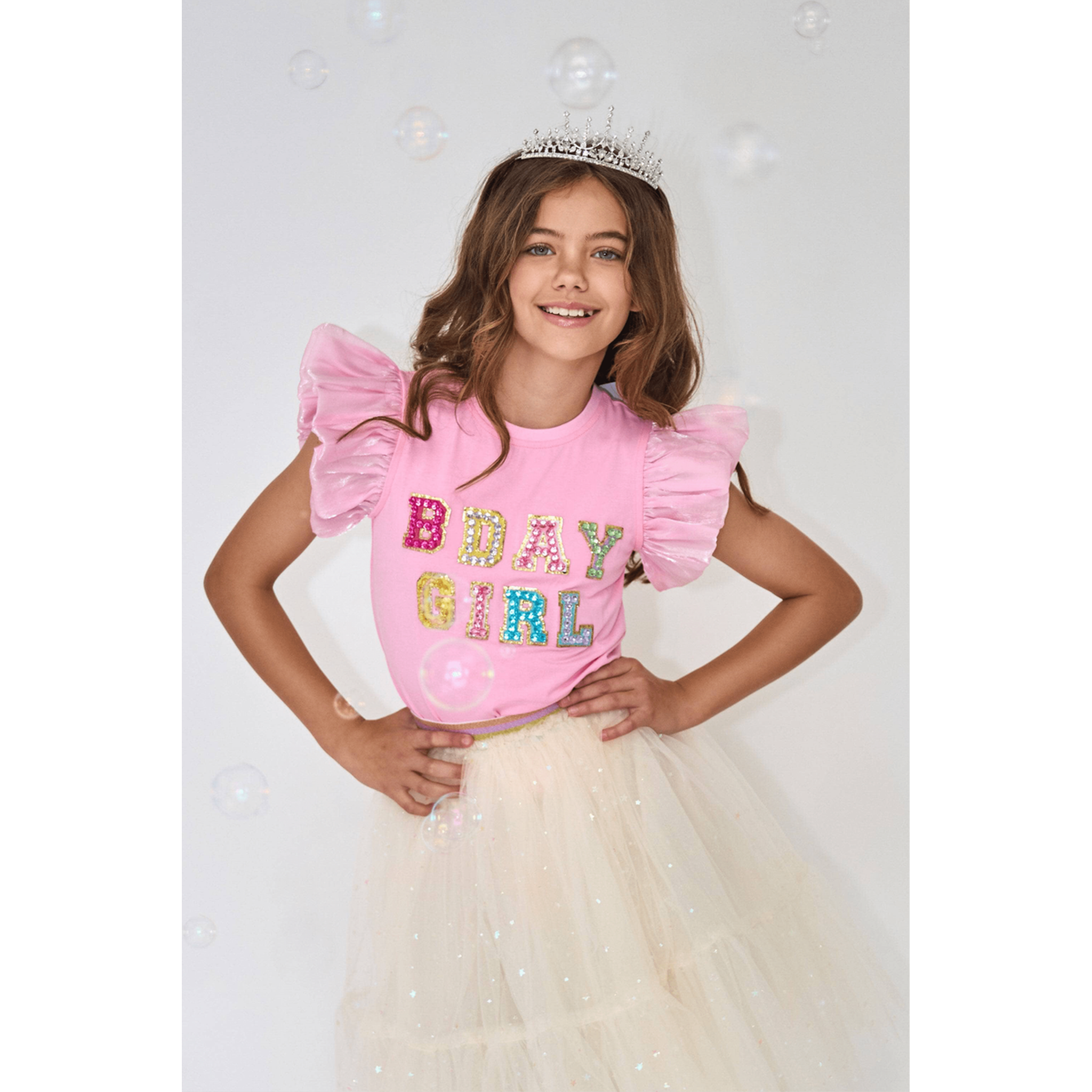 Birthday Girl Gem Ruffle Shirt