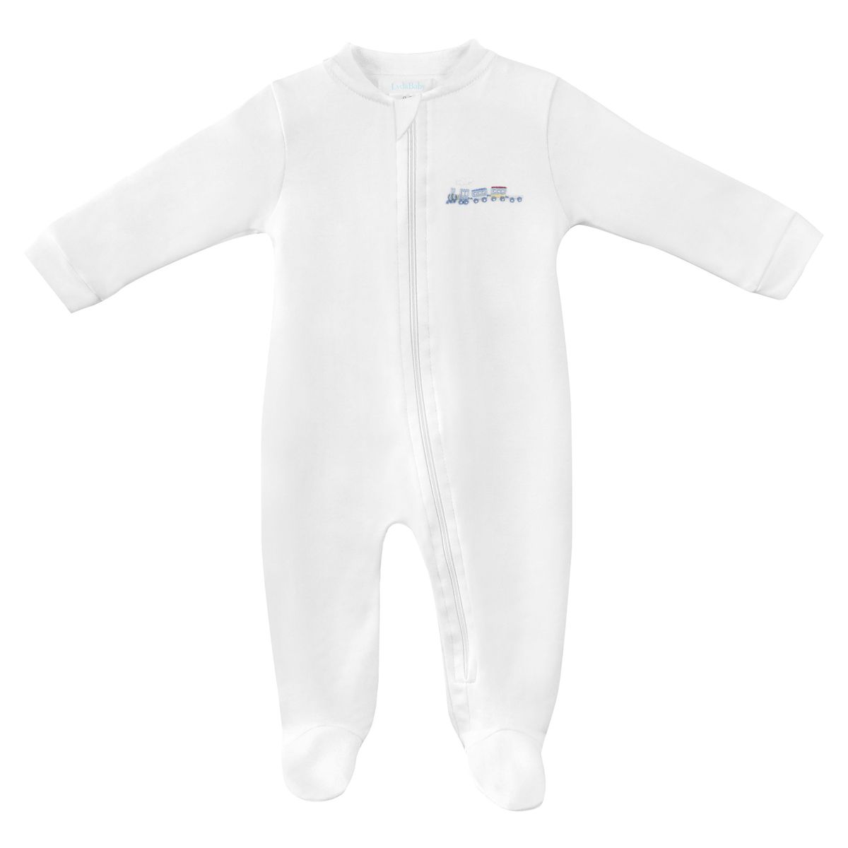 Choo Choo Train Embroidered Pima Zipper Footie