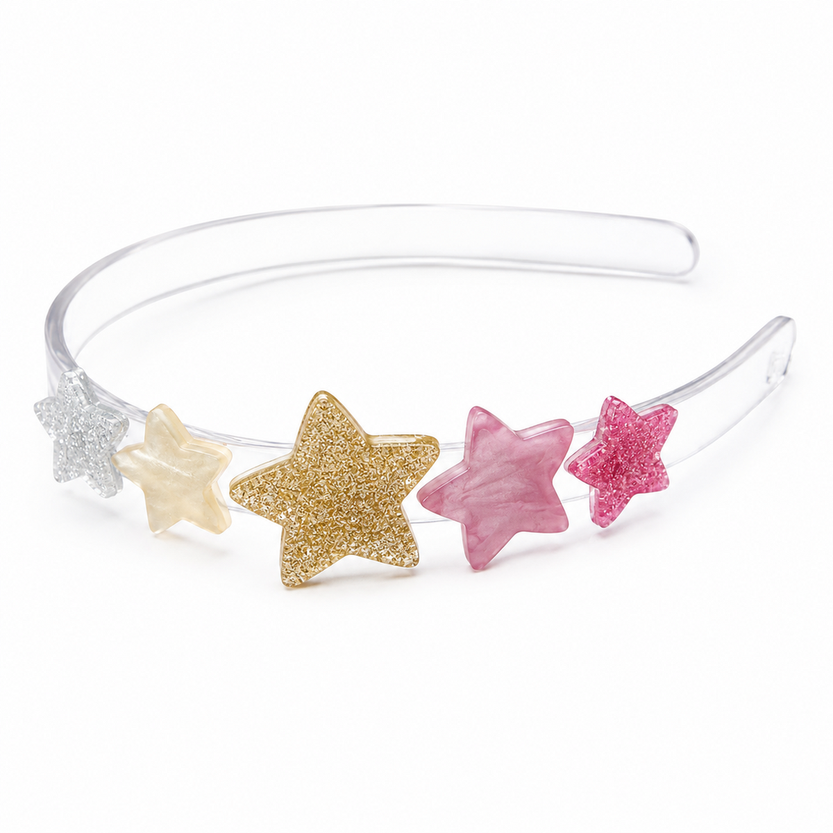 Stars Pink Glitter Gold Headband