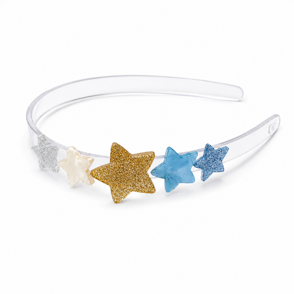 Stars Blue Glitter Gold Headband