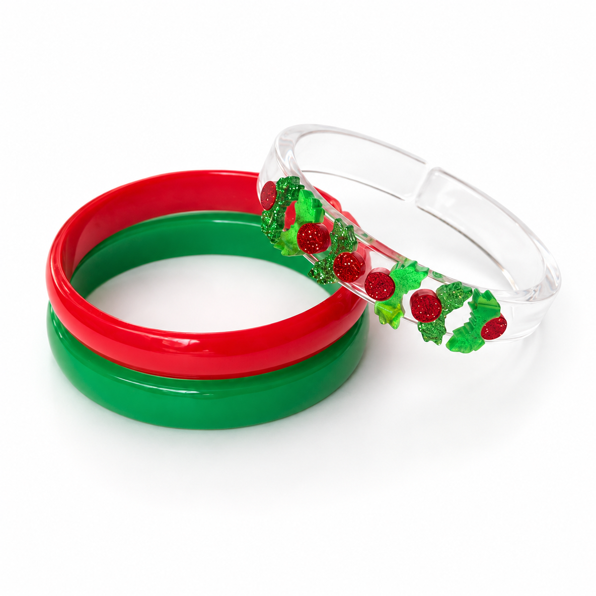 Holly Berry Glitter Bangles