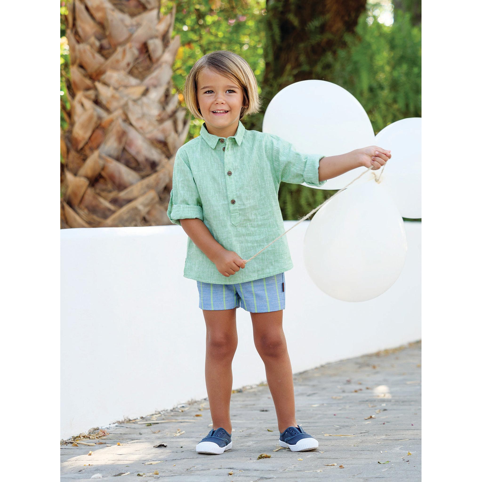 Green Blue Stripes Short Set