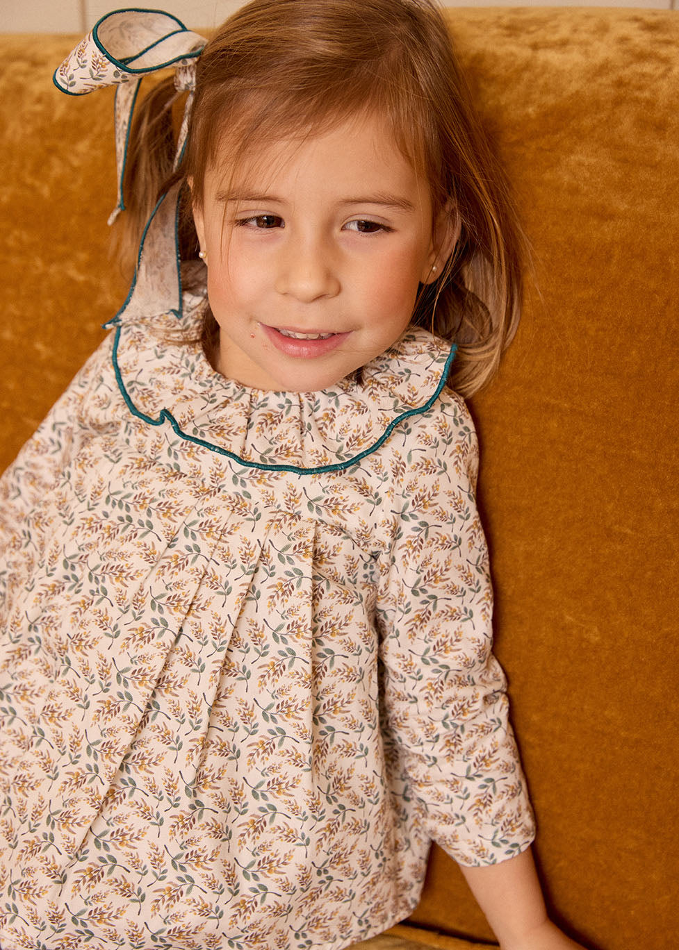 Vestido Canesu Doble Flor Mostaza