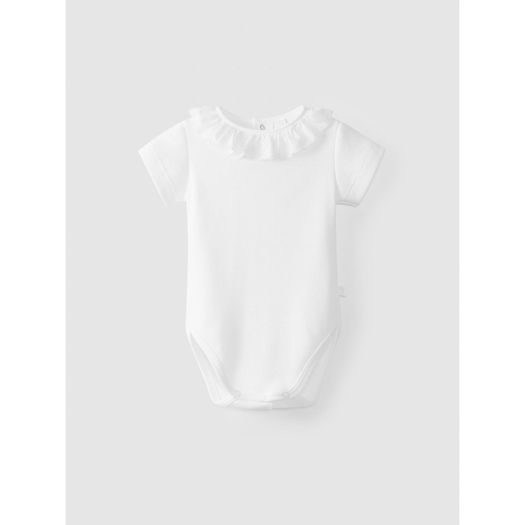 Short-sleeved embroidered collar bodysuit