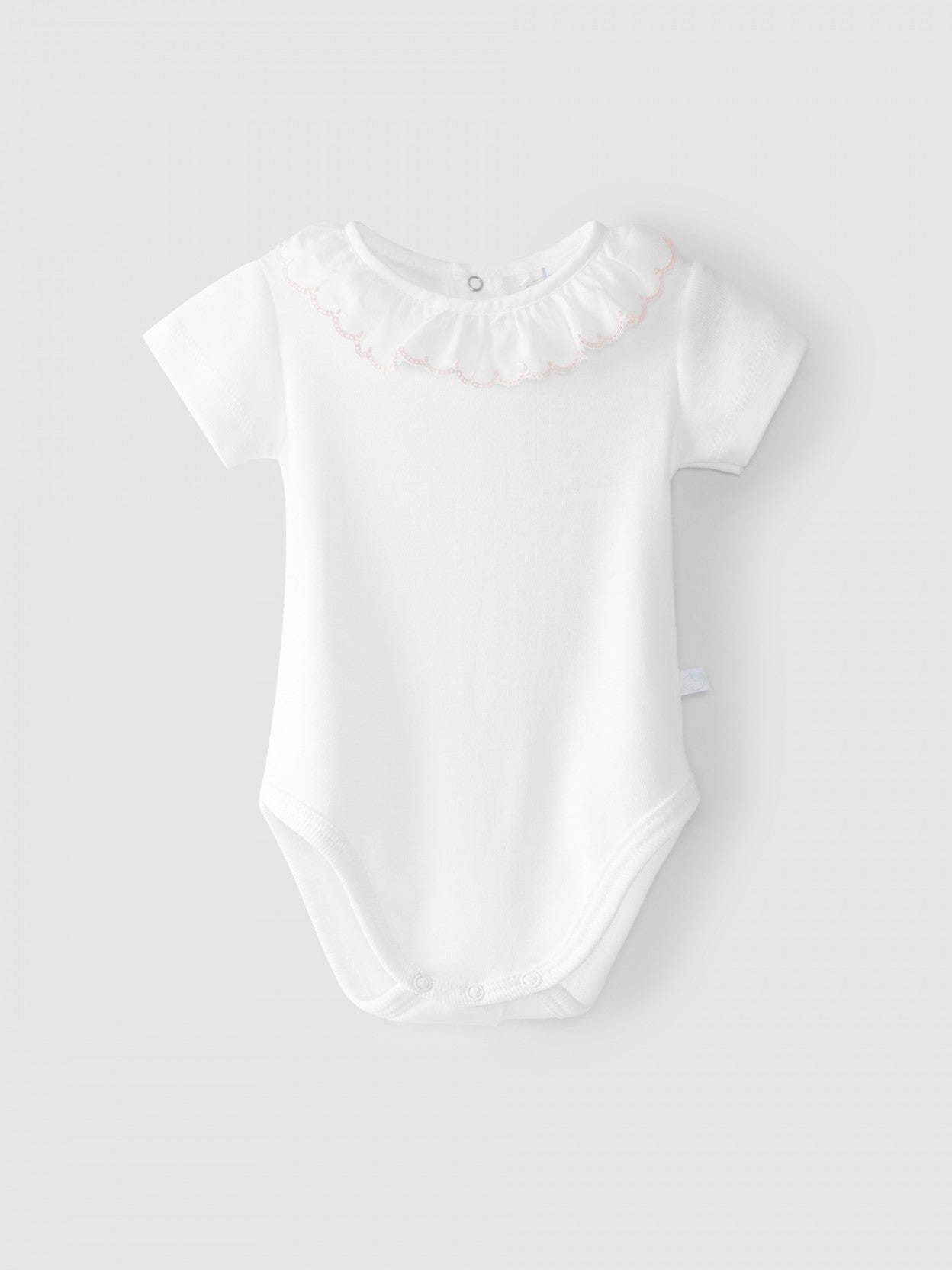 Short-sleeved embroidered collar bodysuit