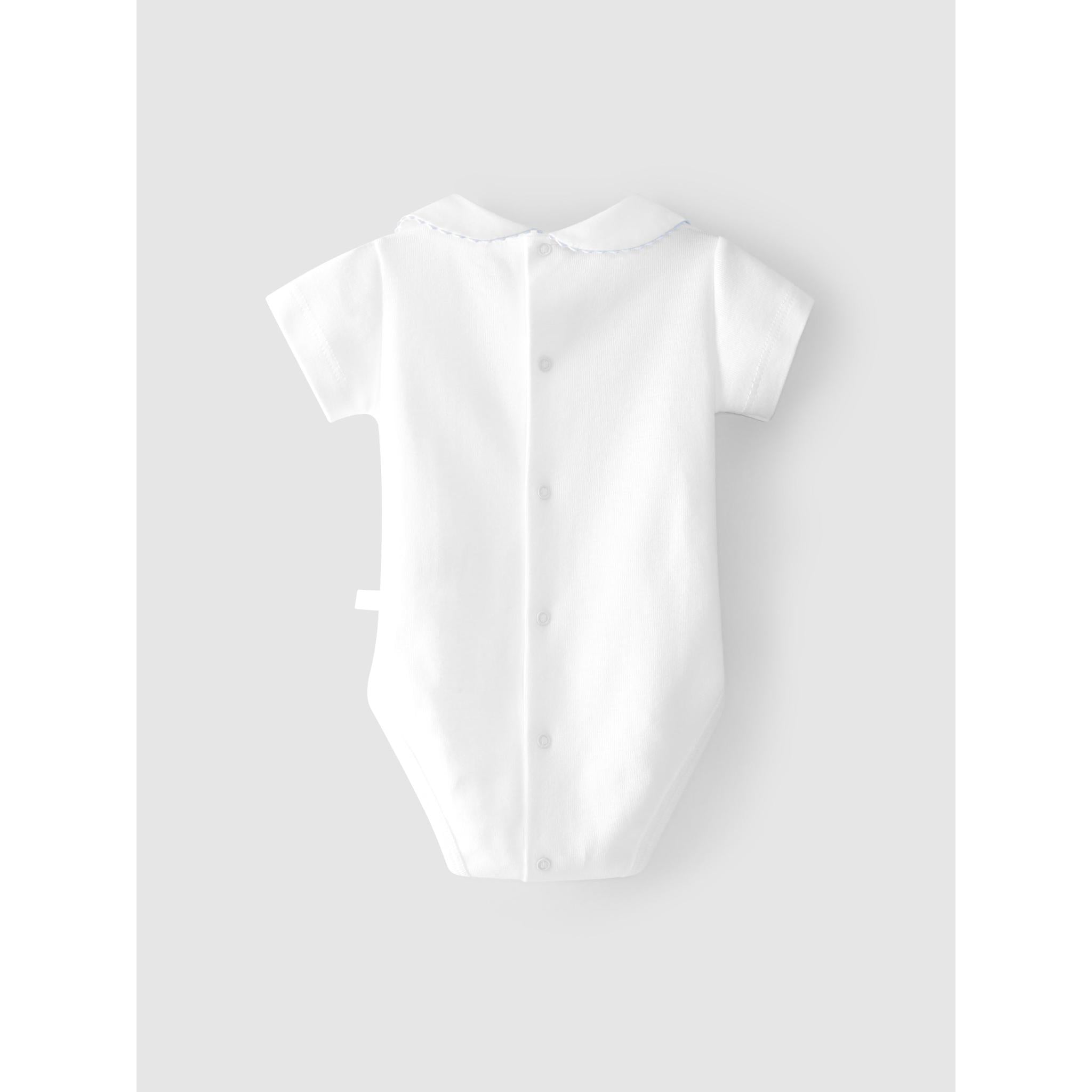 Short-sleeved bodysuit with Peter Pan collar