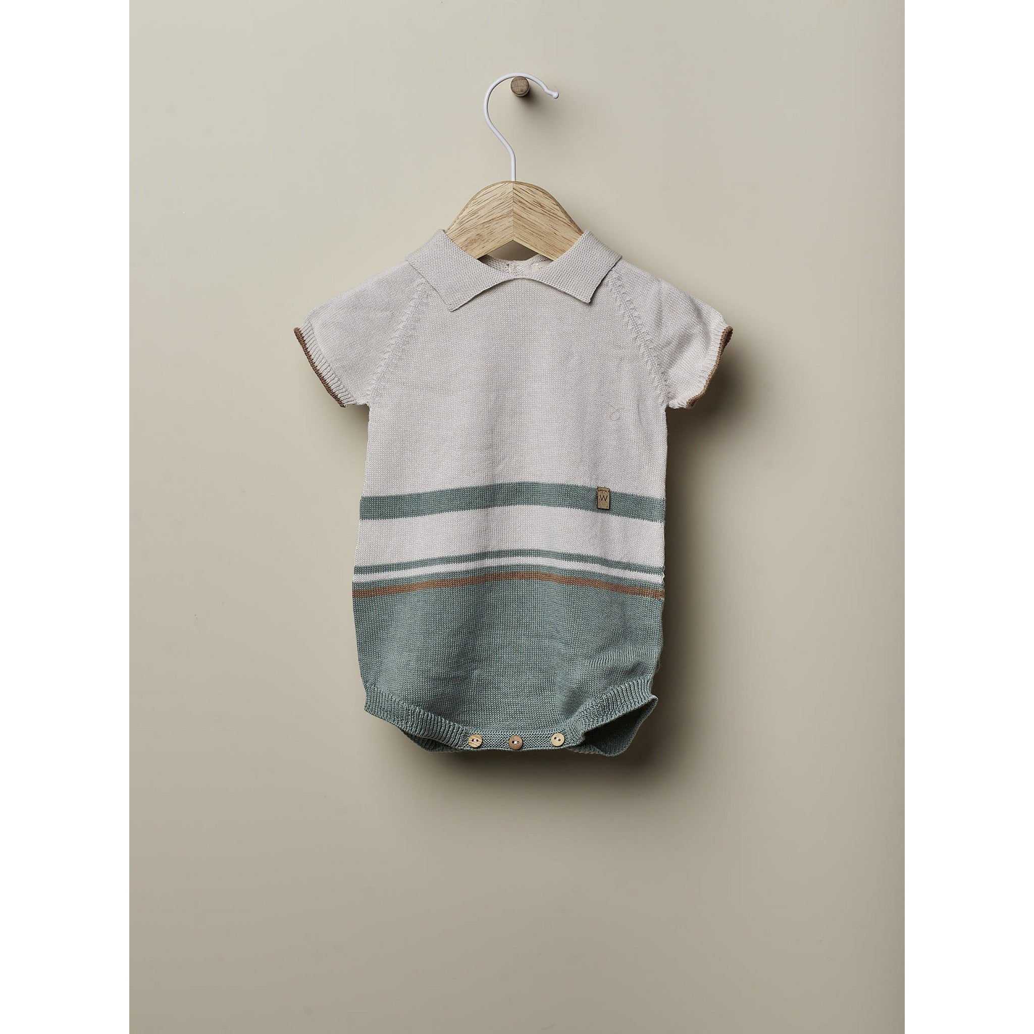 Short-sleeved polo shortie knitted in cotton | OCEAN