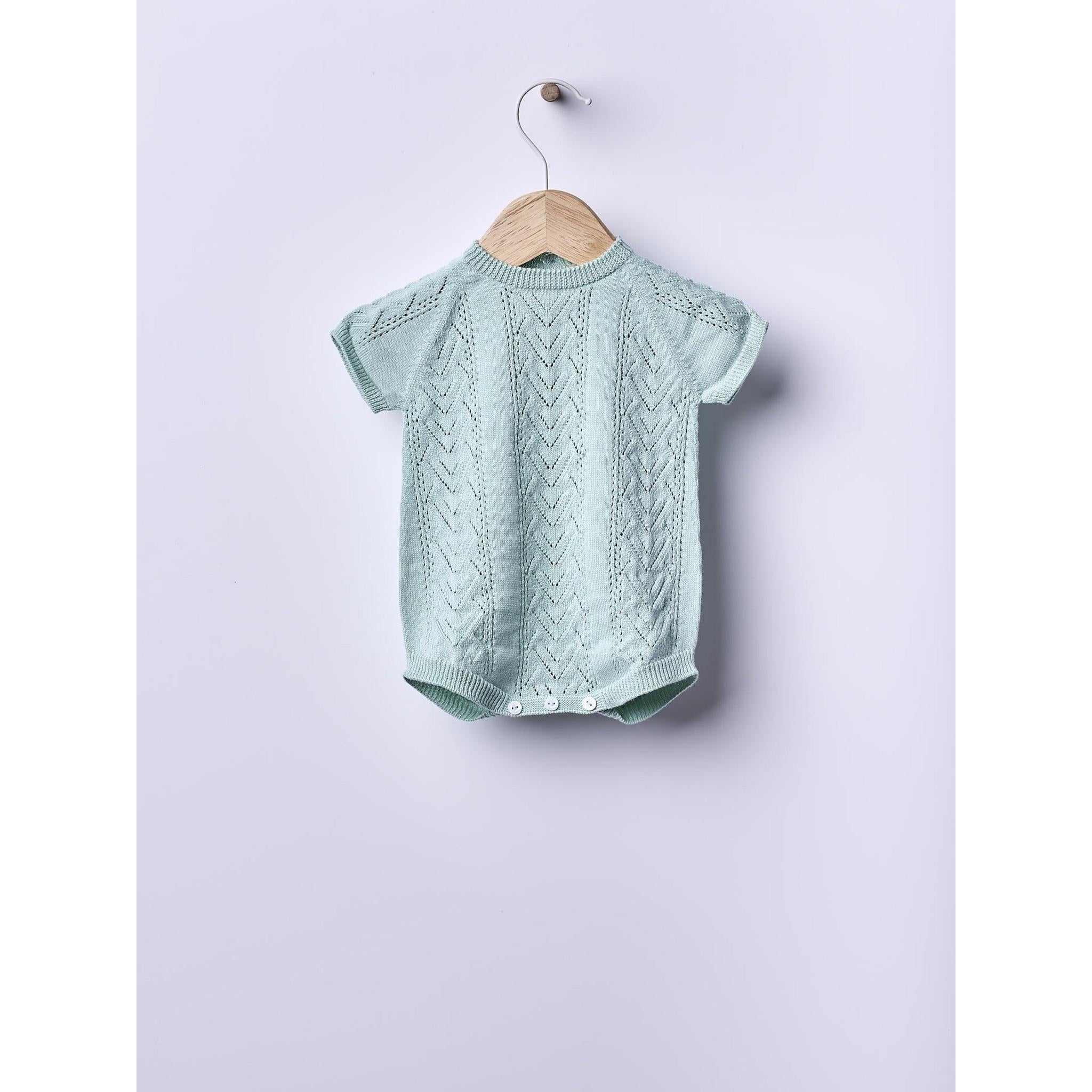 Plain Knitted Romper - Green