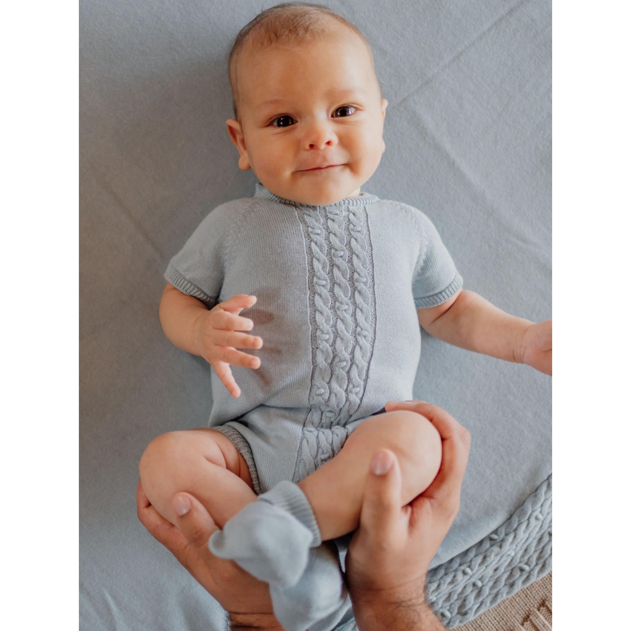 Pure Knitted Romper - Light Blue