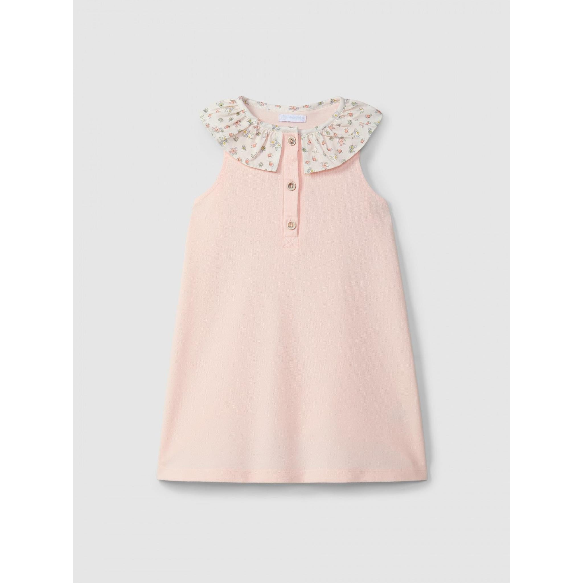 Dress pique with ruffled printed collar