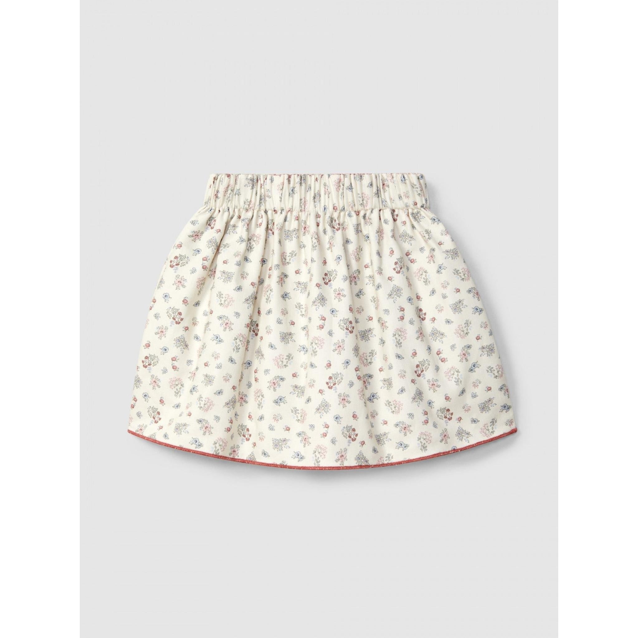 Reversible skirt vichy check and flowers set