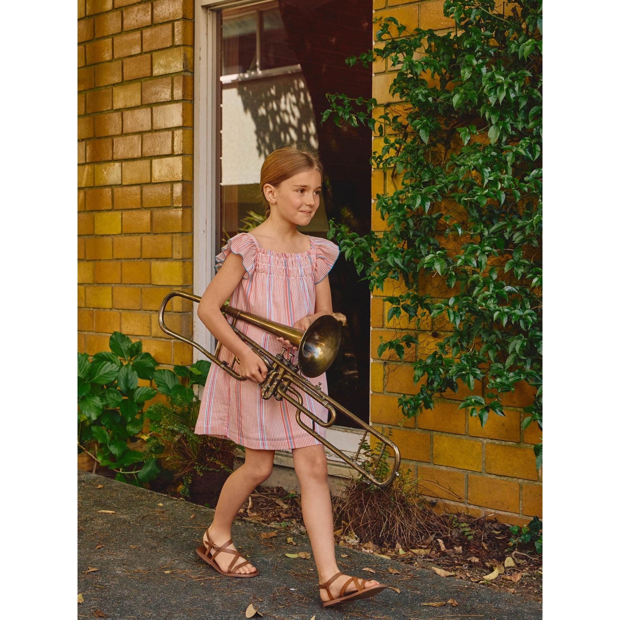 Dress in jacquard striped fabric