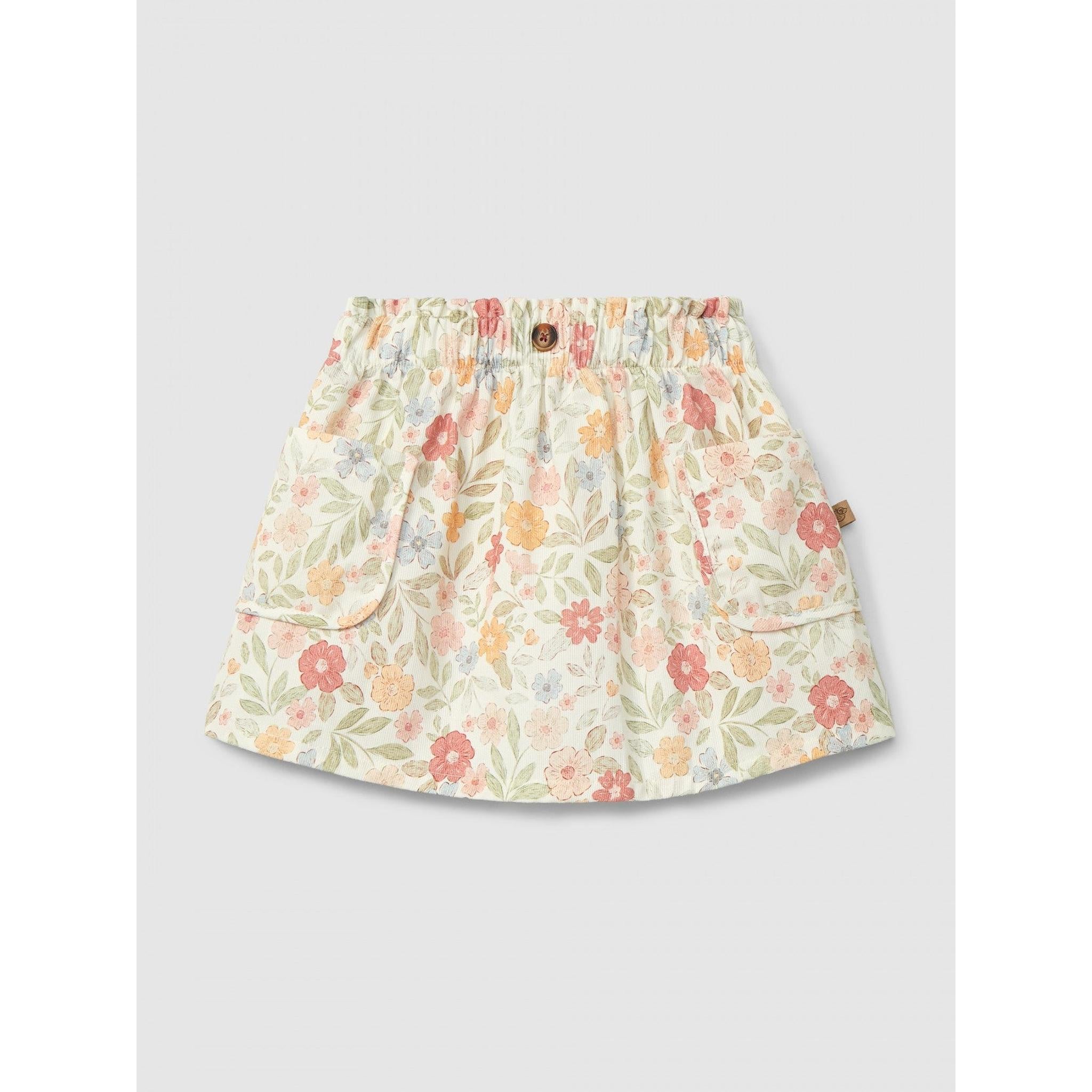 Print skirt with pockets