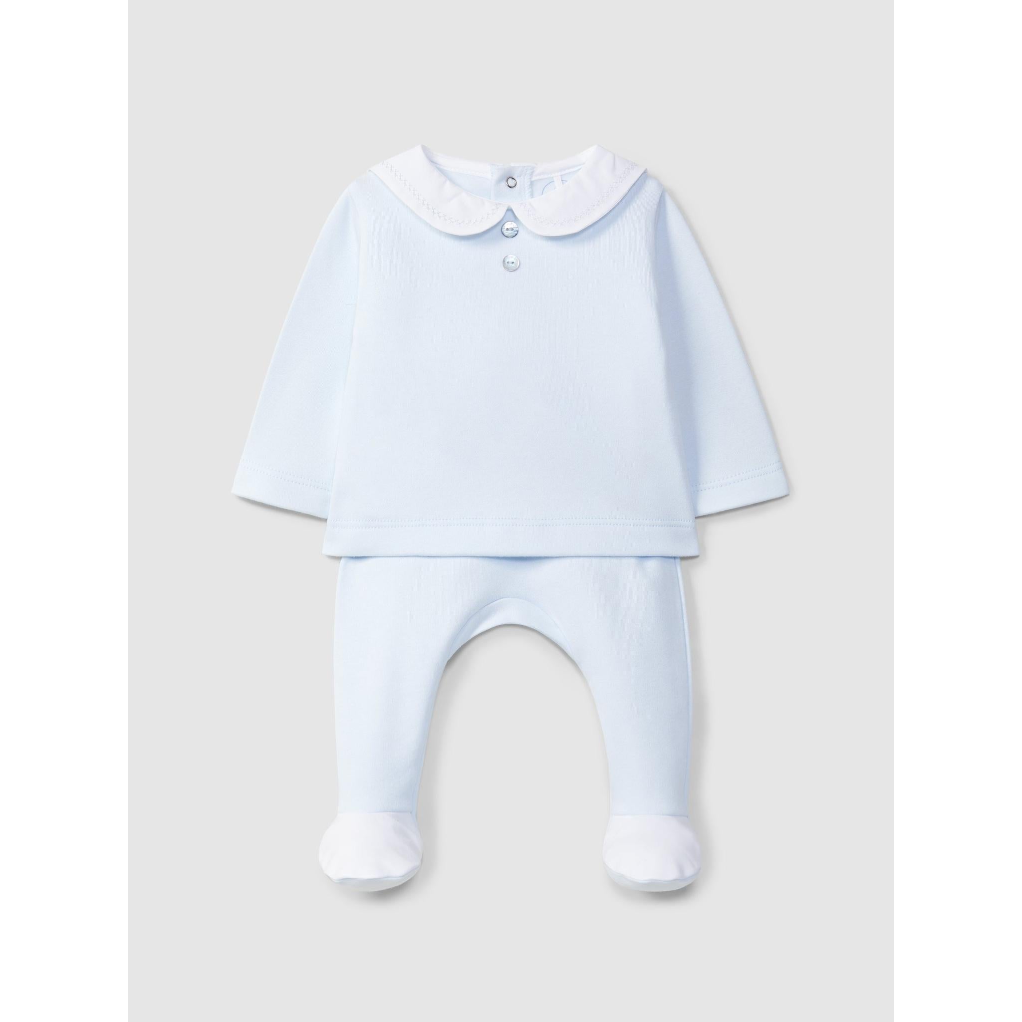 Two-piece set sailor collar with embroidered cross stitch