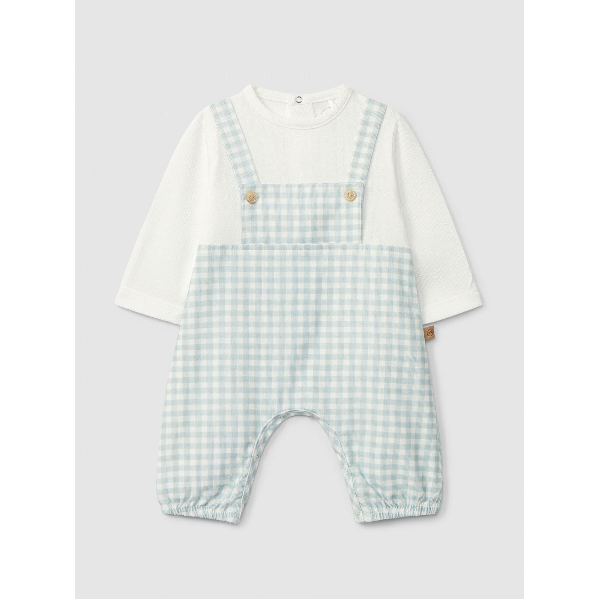 Two-in-one romper a piqué and check