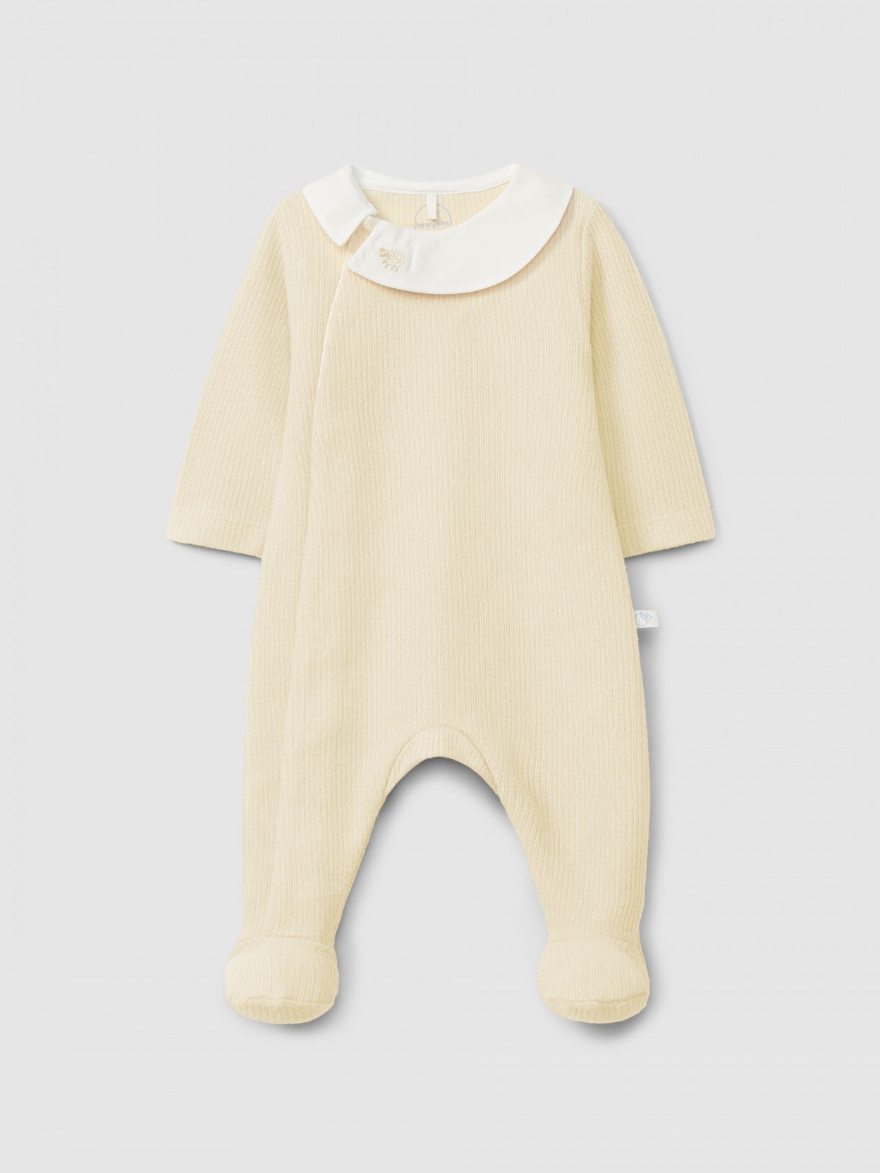 Babygrow in organic cotton with embroidered detail on the collar