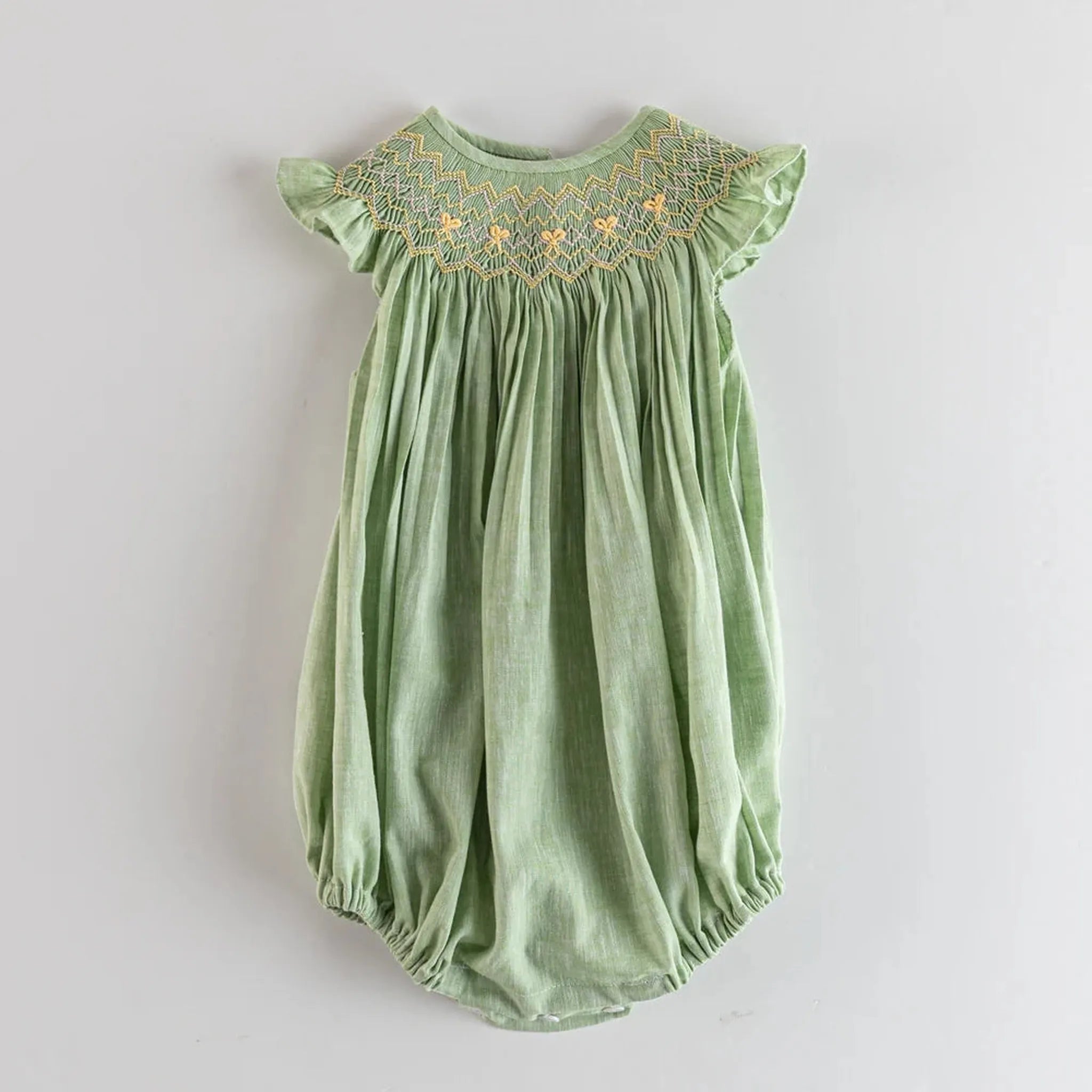Ona Handsmocked Linen Romper