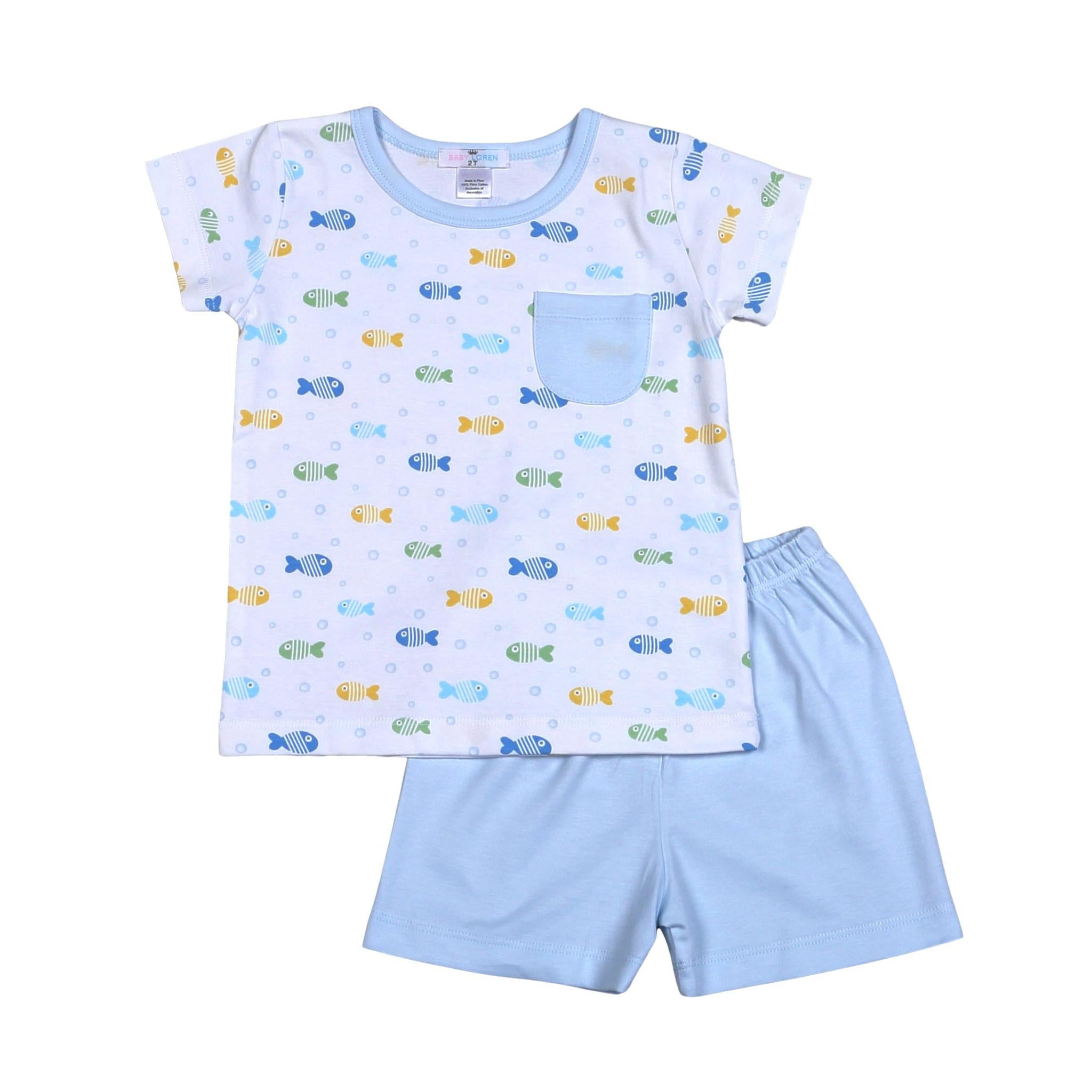 Blue Fish Buddies Short Set