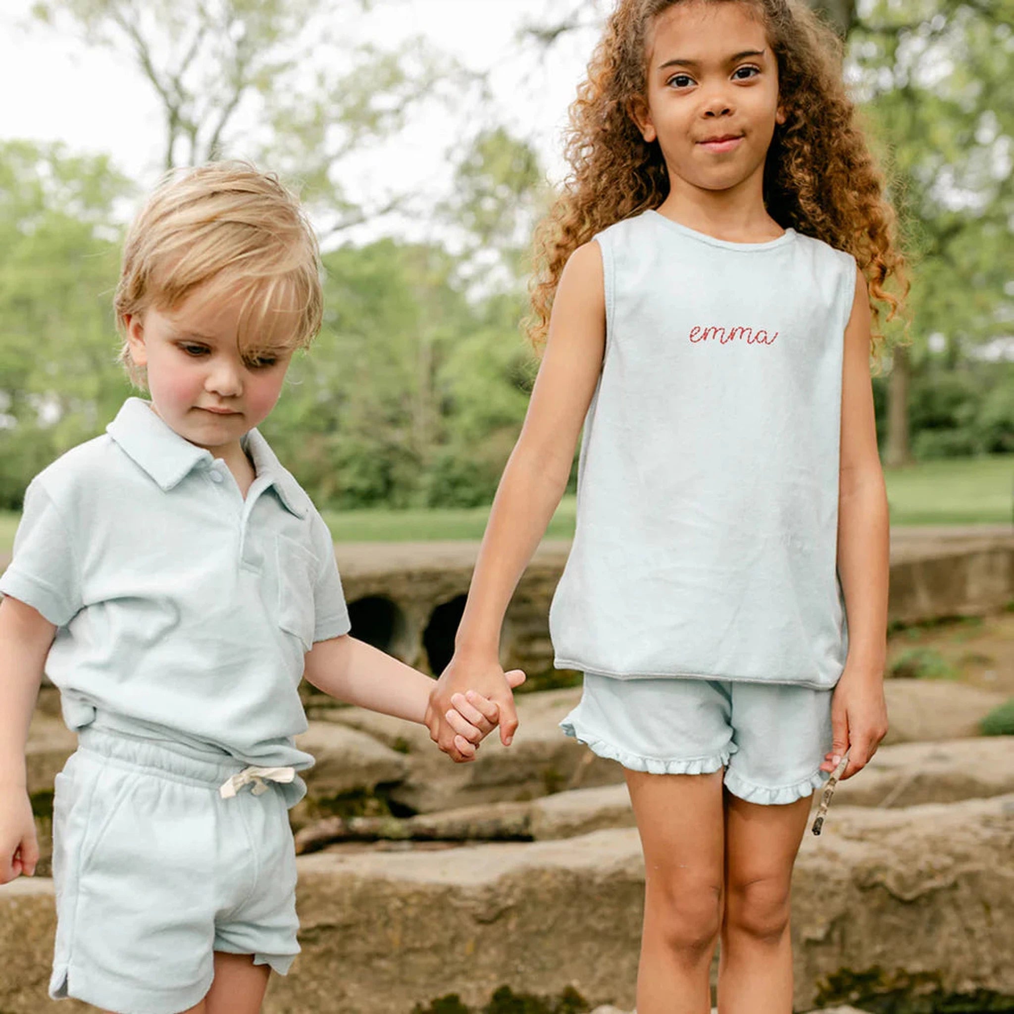 Blue Terry Short Set